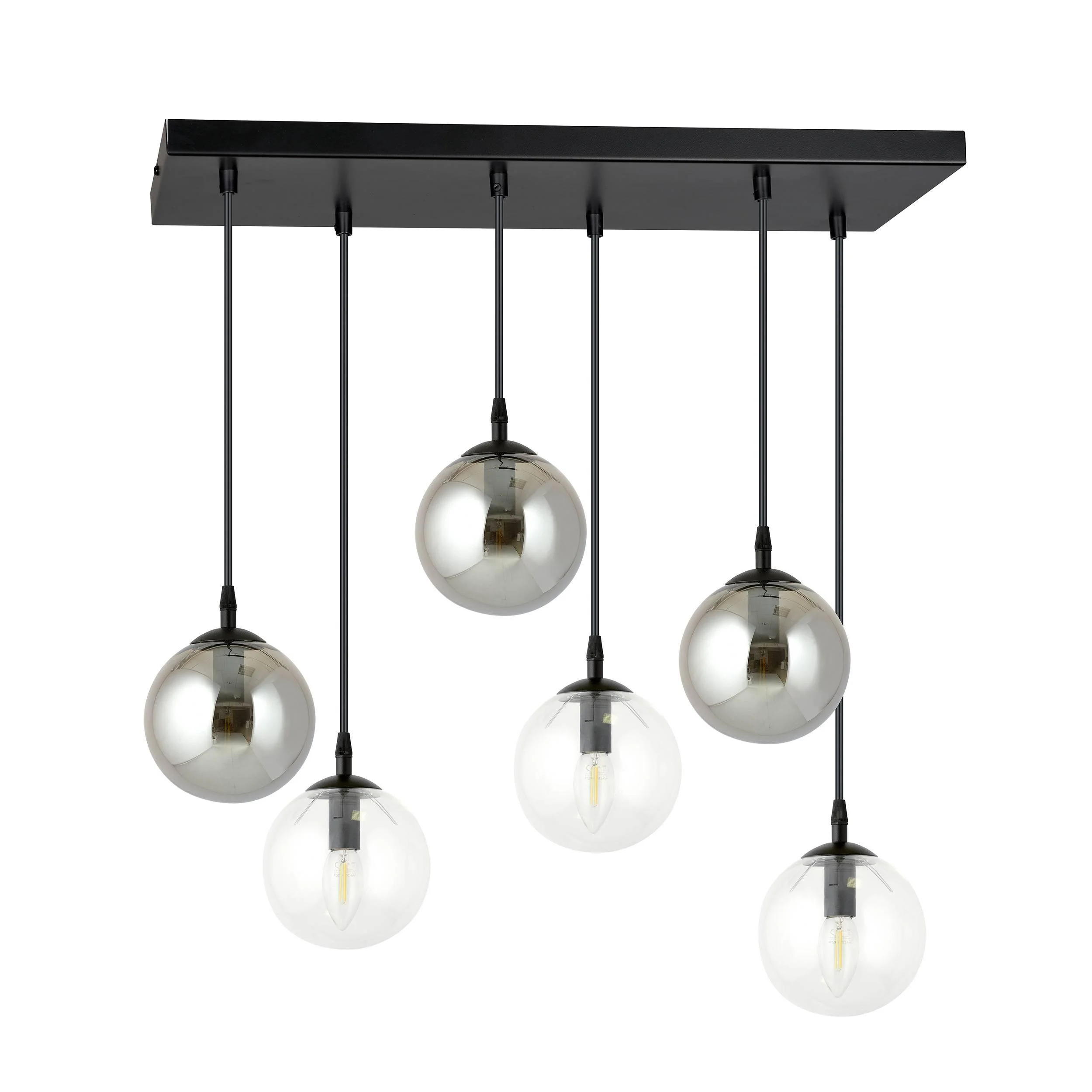 Glazen hanglamp eetkamer Cosmo 6-lichts