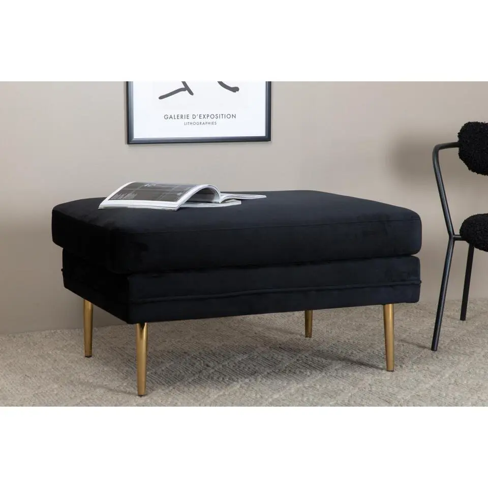 Svea - Tess hocker - velvet - zwart