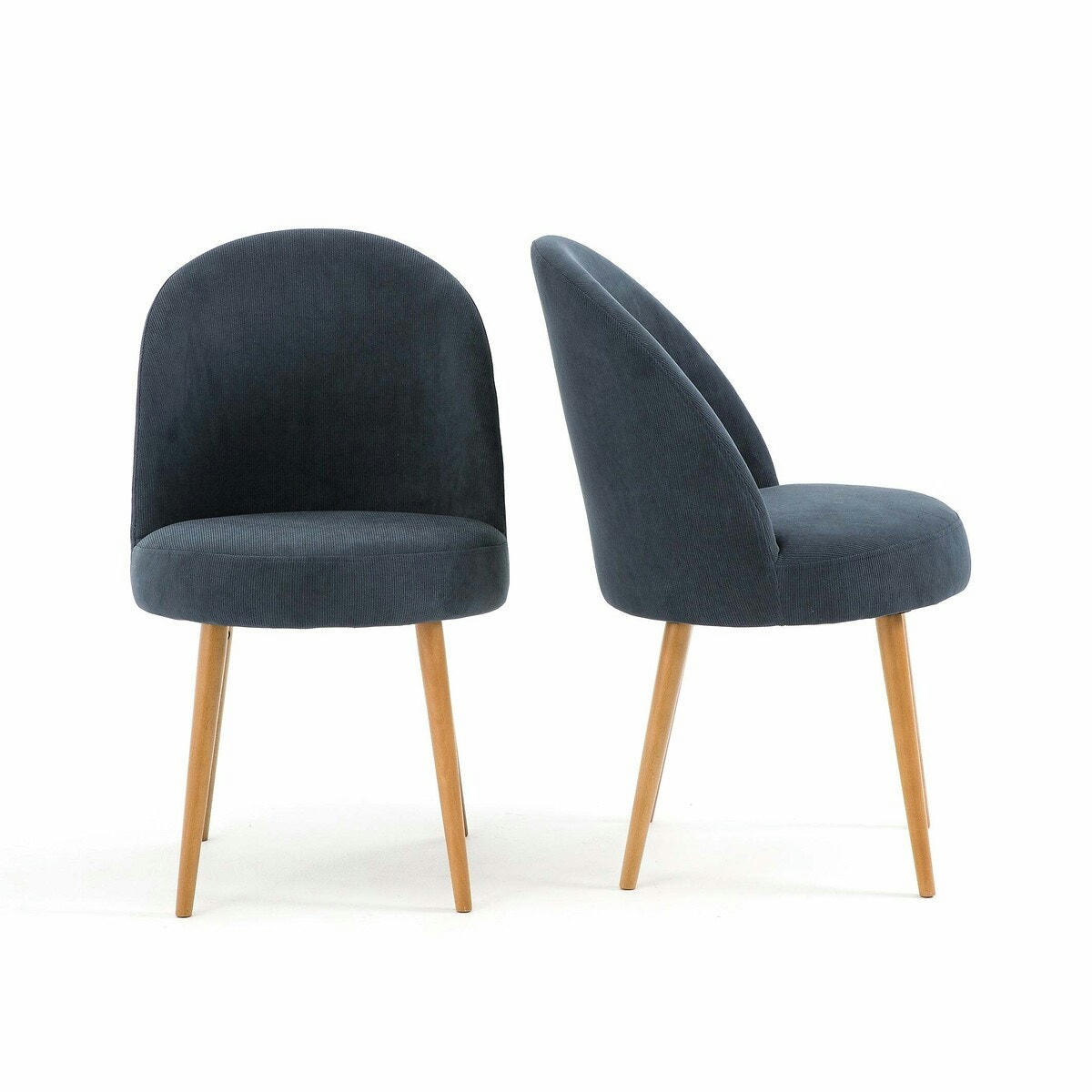 Lot de 2 fauteuils de table velours côtelé, Lenou