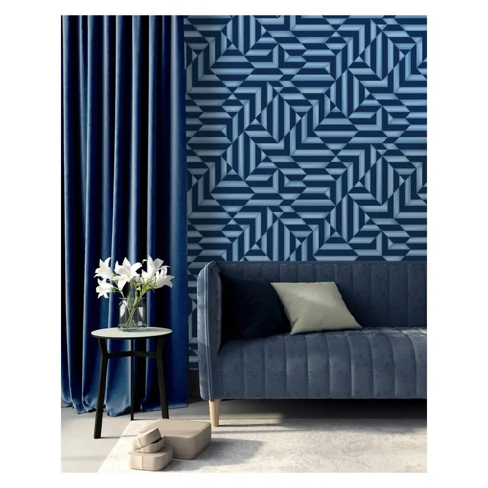 Dutch Wallcoverings - Galactik ruit/streep blauw - 0,53x10,05m