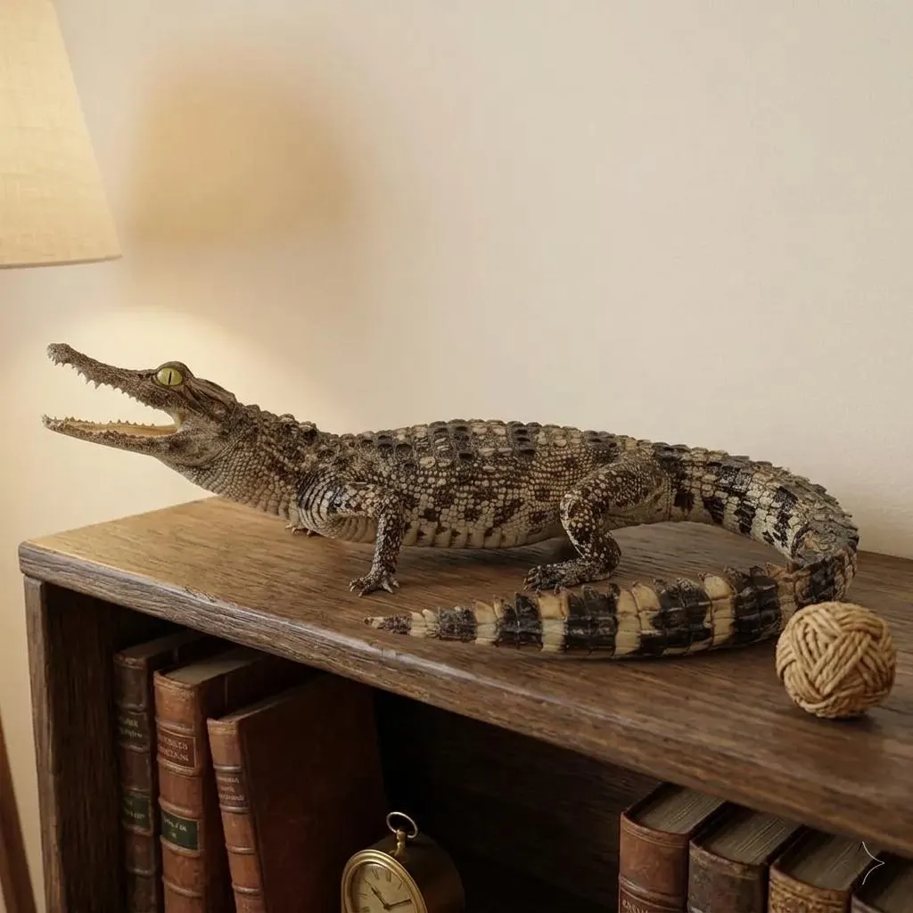 Crawling Gator Specimen, Real Taxidermy Alligator, Full Body Reptile, Dark Academia Library Decor, Vintage Nature Curiosity