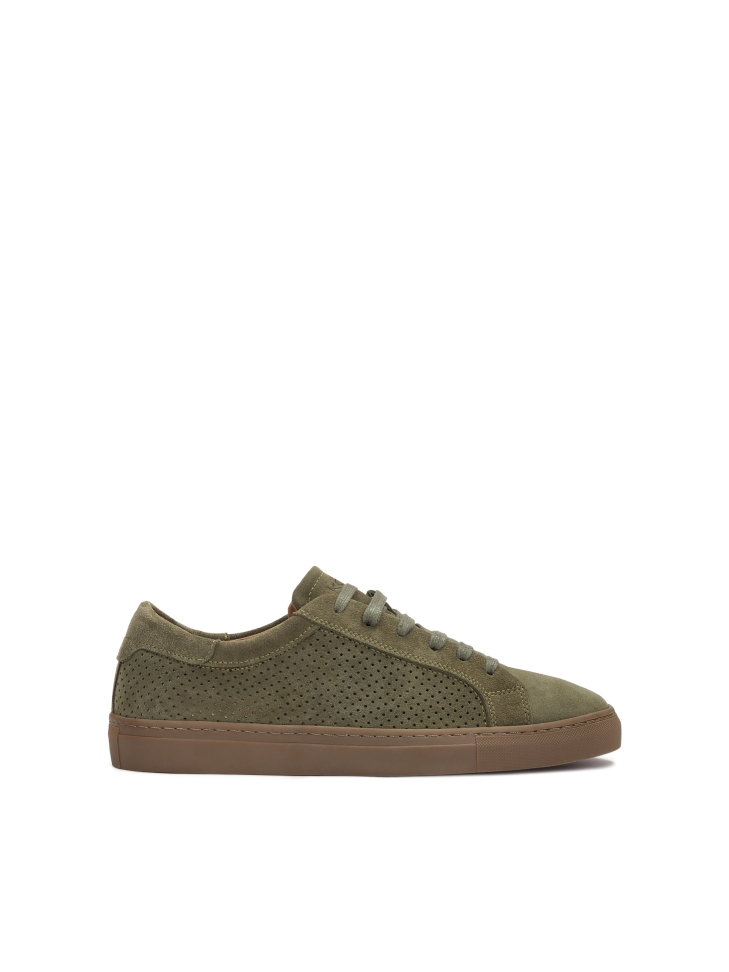 Khaki sneakers with punched upper