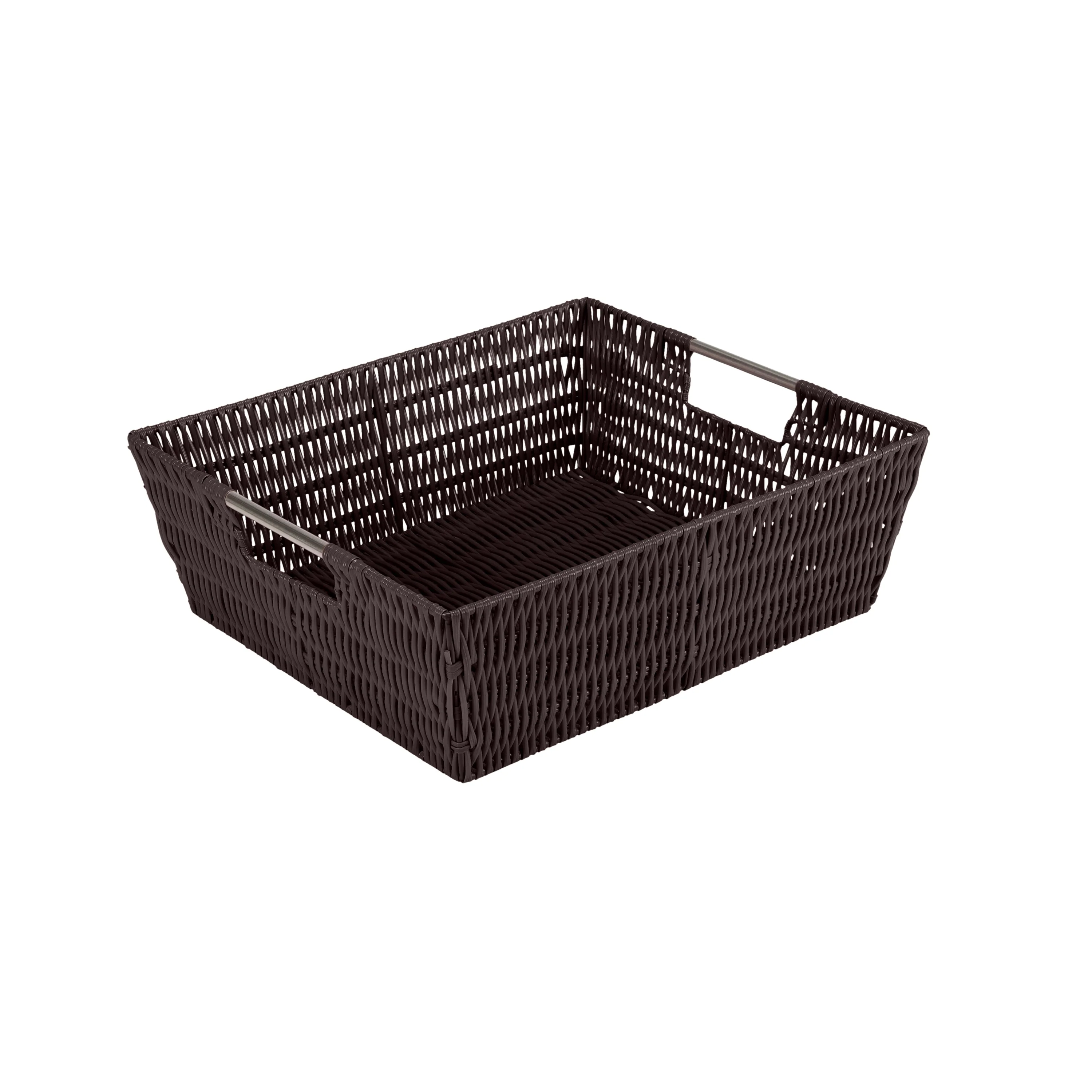 Simplify Shelf Storage Rattan Tote Basket in Charcoal