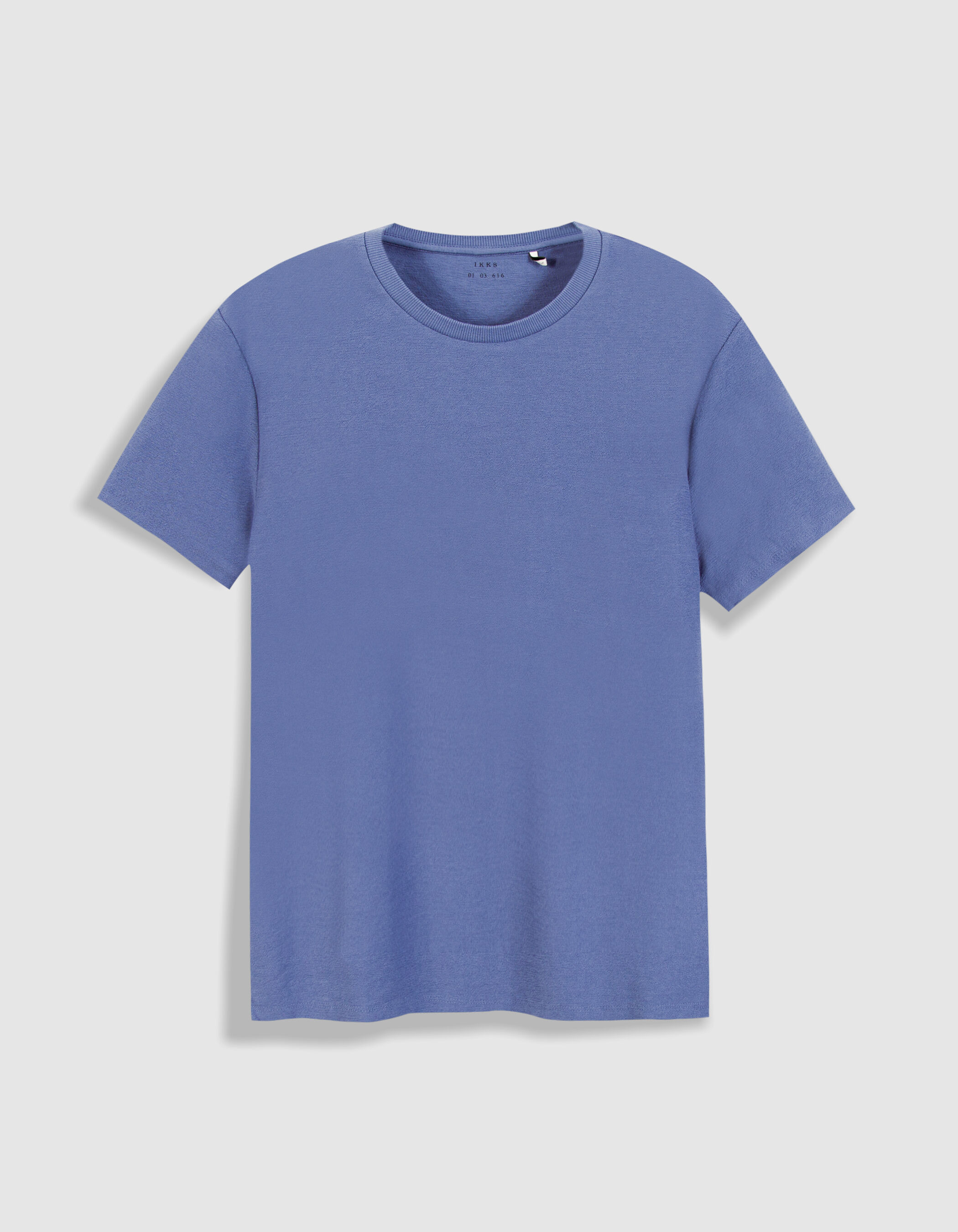 T-shirt col rond bleu maille relief Homme