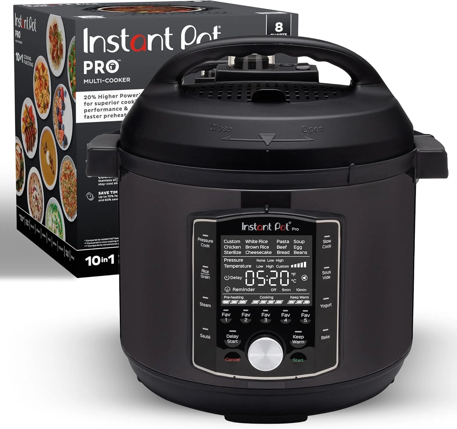 10-in-1 Pressure Cooker, Slow Cooker, Rice/Grain Cooker, Steamer, Saut��, Sous Vide, Yogurt Maker, Sterilizer, and Warmer, Includes App With Over 800 Recipes, Black(7.5 l)