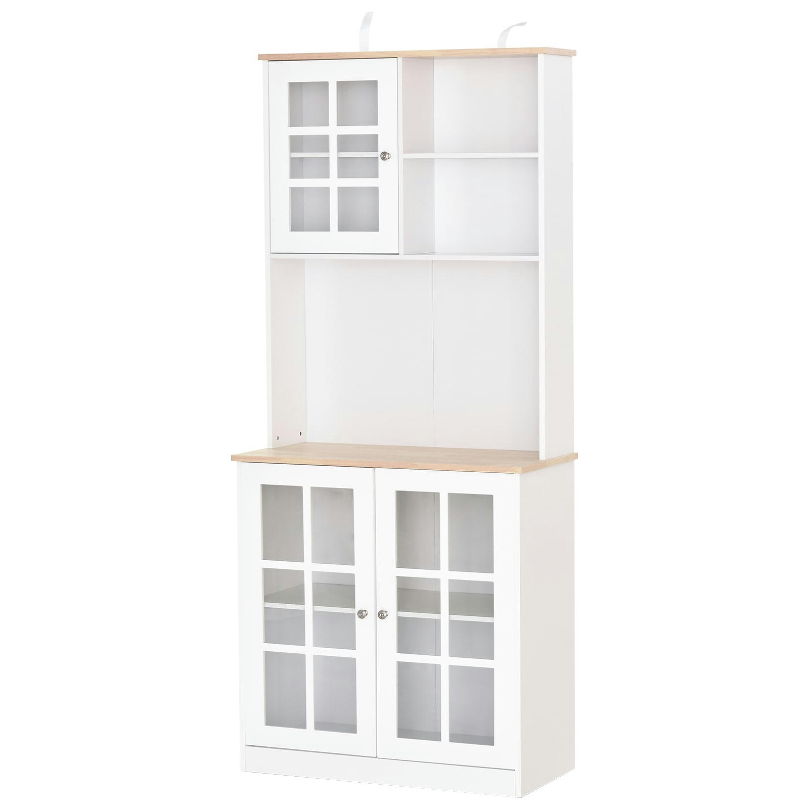 - Armoire de cuisine 3 portes vitrine verre 2 niches blanc chêne