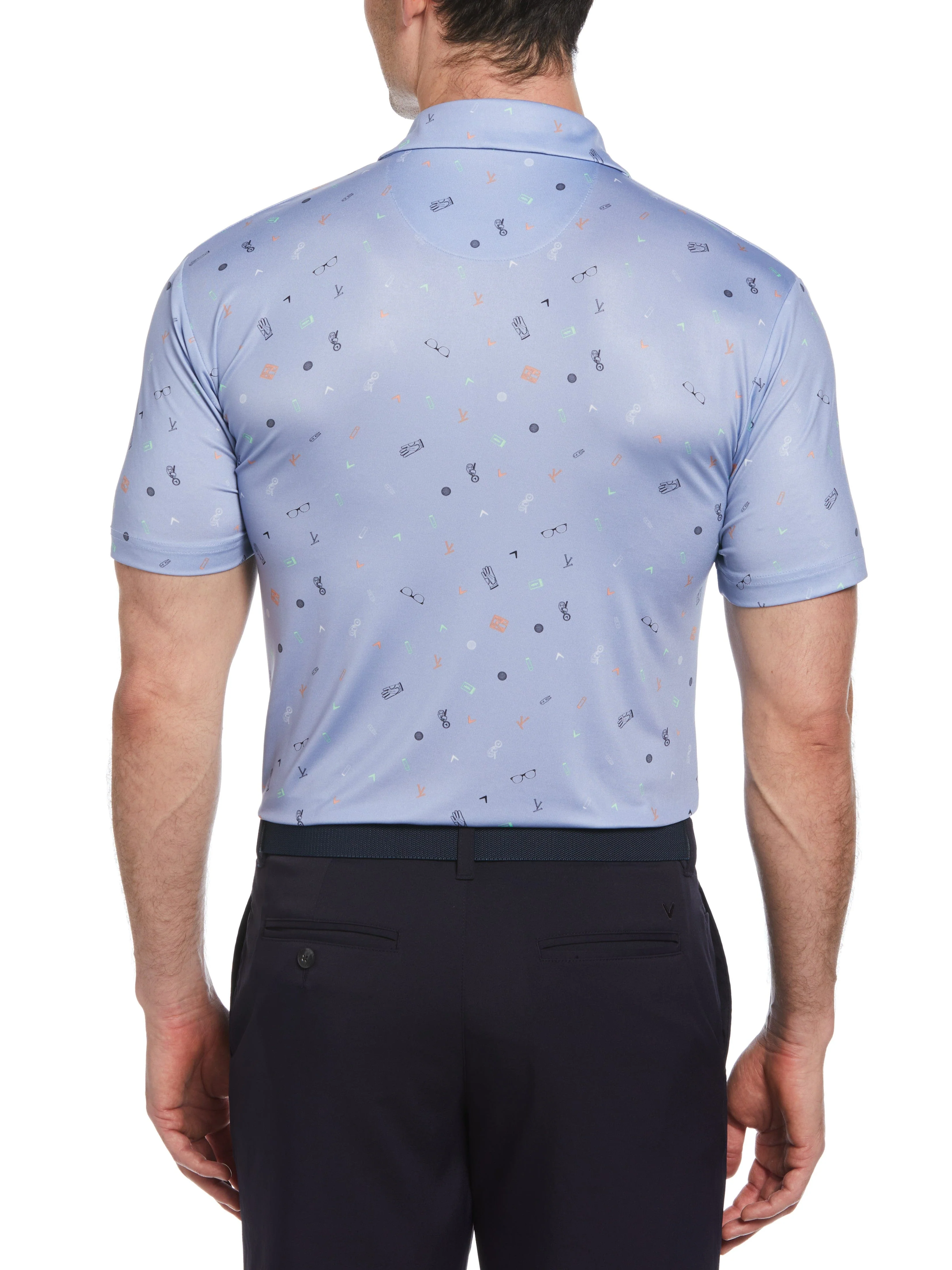 Mens Golf Bag Essentials Print Golf Polo