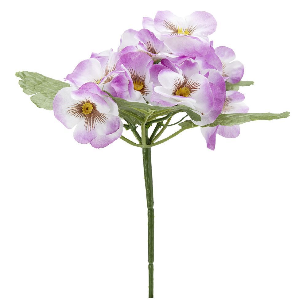 Piquet primevères artificielles 15 têtes H9 cm violet
