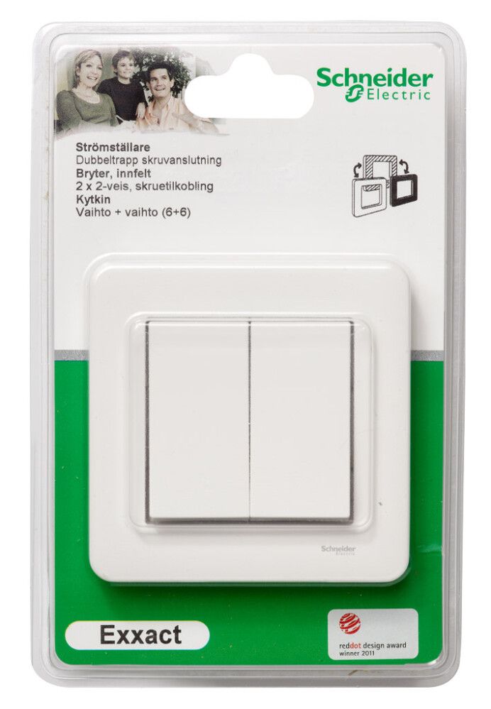 STRØMBRYTER SCHNEIDER ELECTRIC WDE008227 EXXACT D-TRAPP HVIT