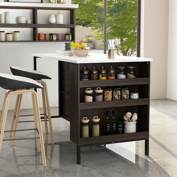 Kitchen Island w/Storage Island Table Kitchen Table w/Large Workspace