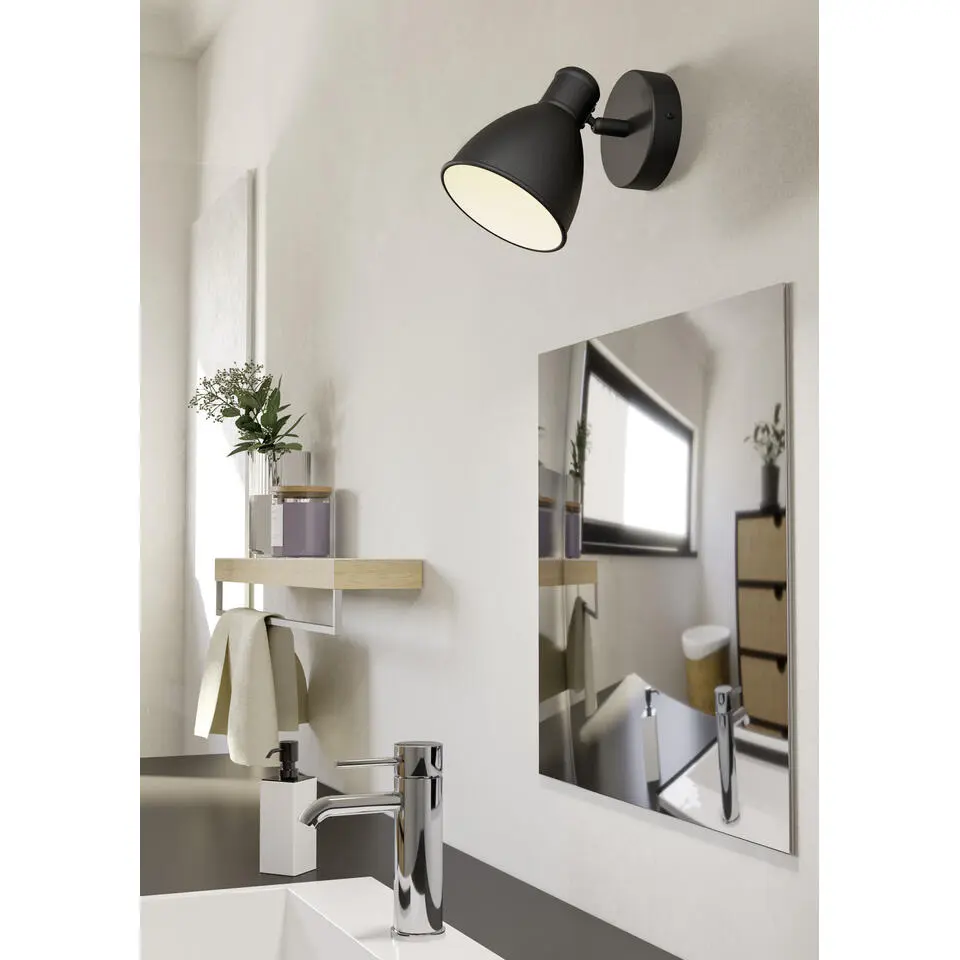 EGLO San Peri 1 Wandlamp - LED - 13 cm - Zwart/Wit