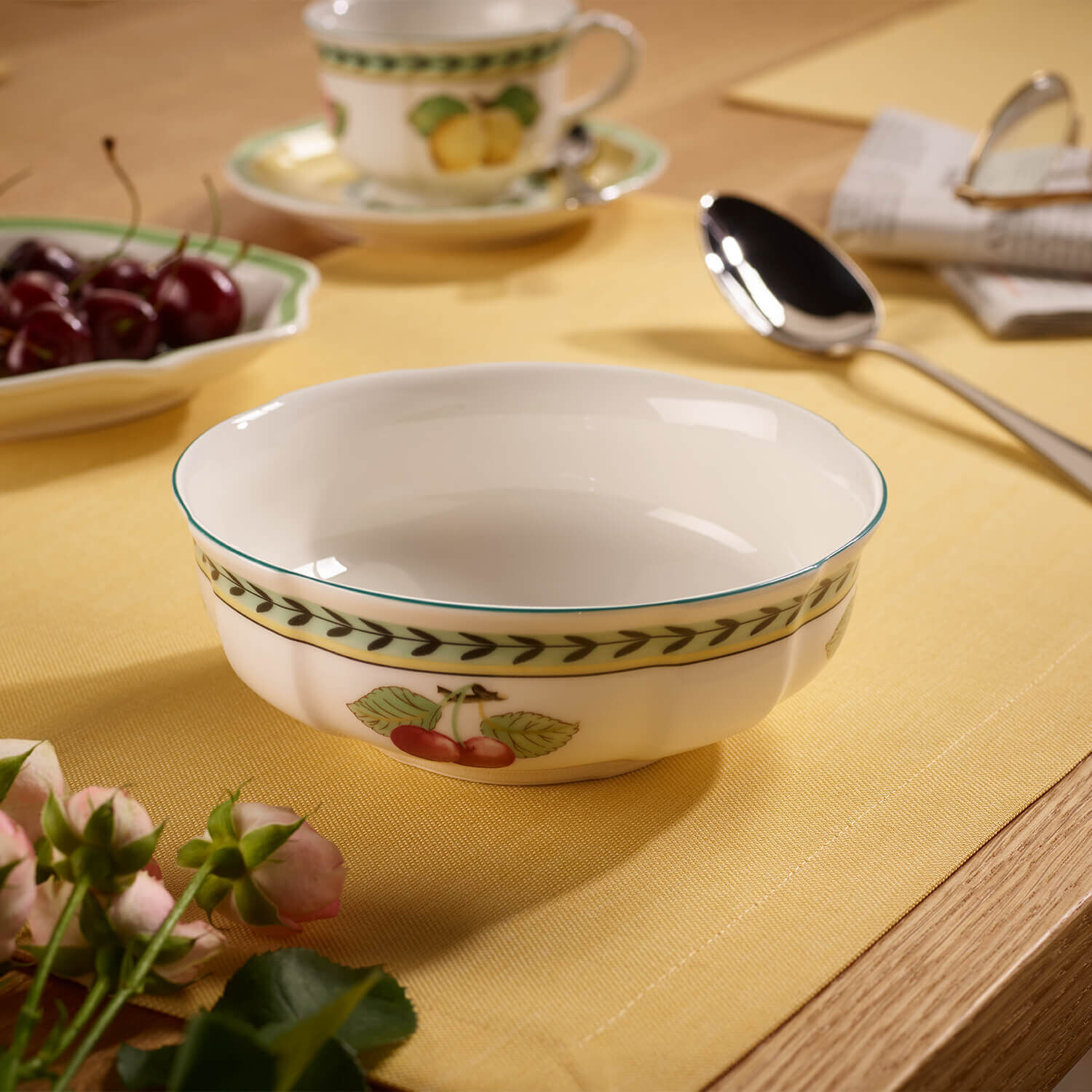 French Garden Appetizer/ Dessert Bowl - Multi-colored, 11.9 oz, Premium Porcelain