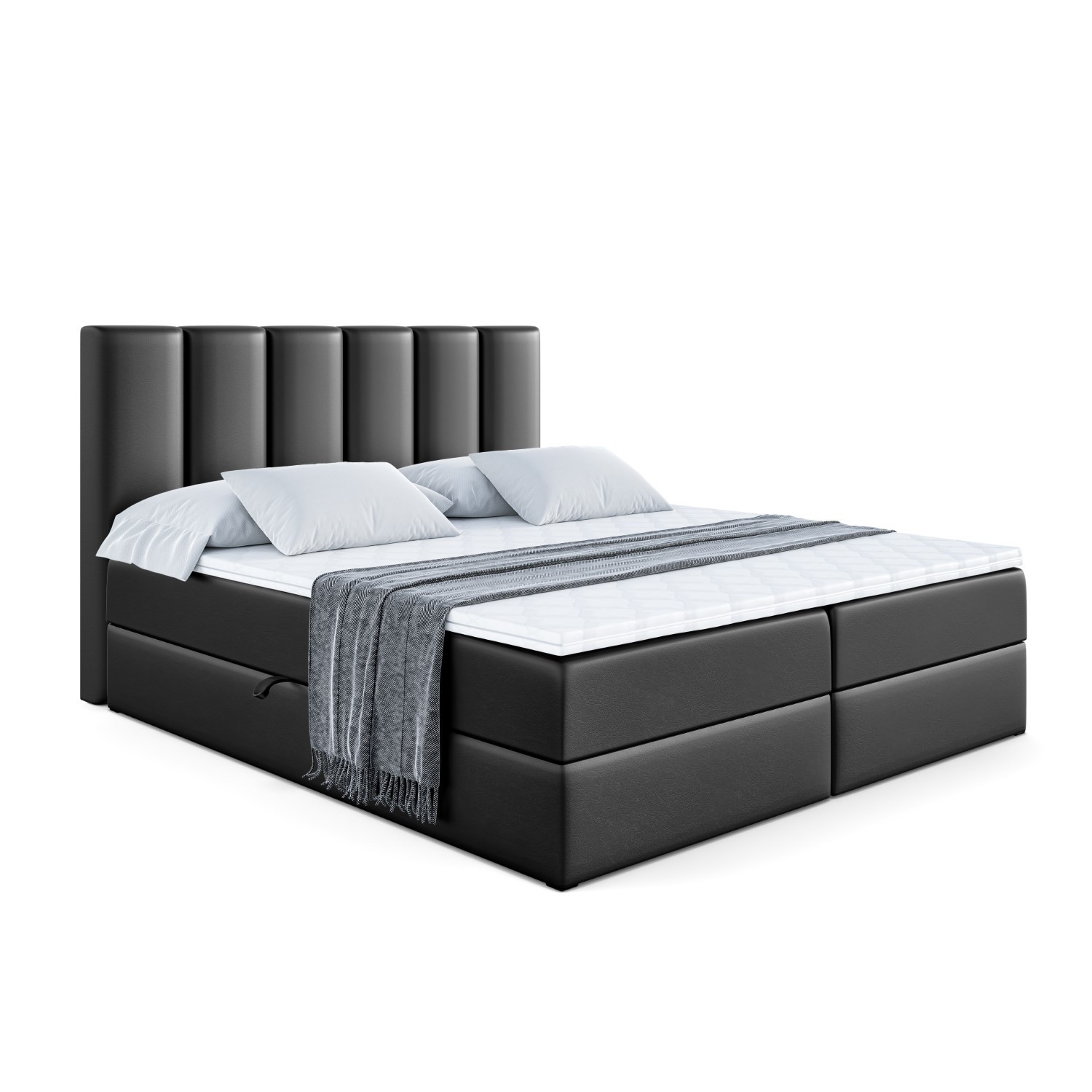 Łóżko kontynentalne z pojemnikiem i materacem H3 BOXI1 - 120 x 200 cm