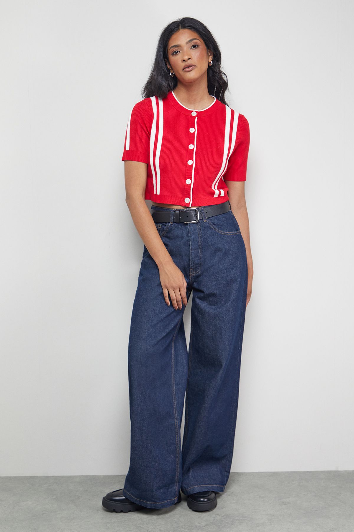 Warehouse Mini Stripe Button Through Cardigan