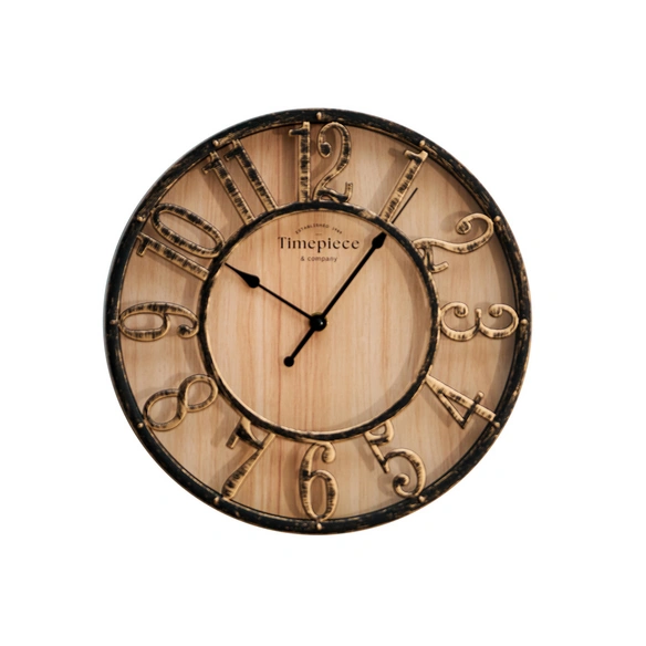 Wanduhr, Ø 35 cm, Holzoptik, rustikal