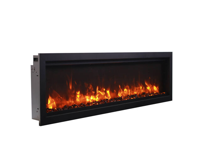 Amantii Smart 74" Clean face Electric Built-in with log and glass, black steel surround