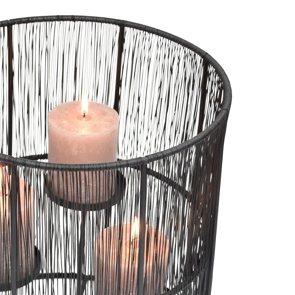 LOFT42 Wira kandelaar met 3 schotels - Metaal - Zwart - &Oslash;28x32