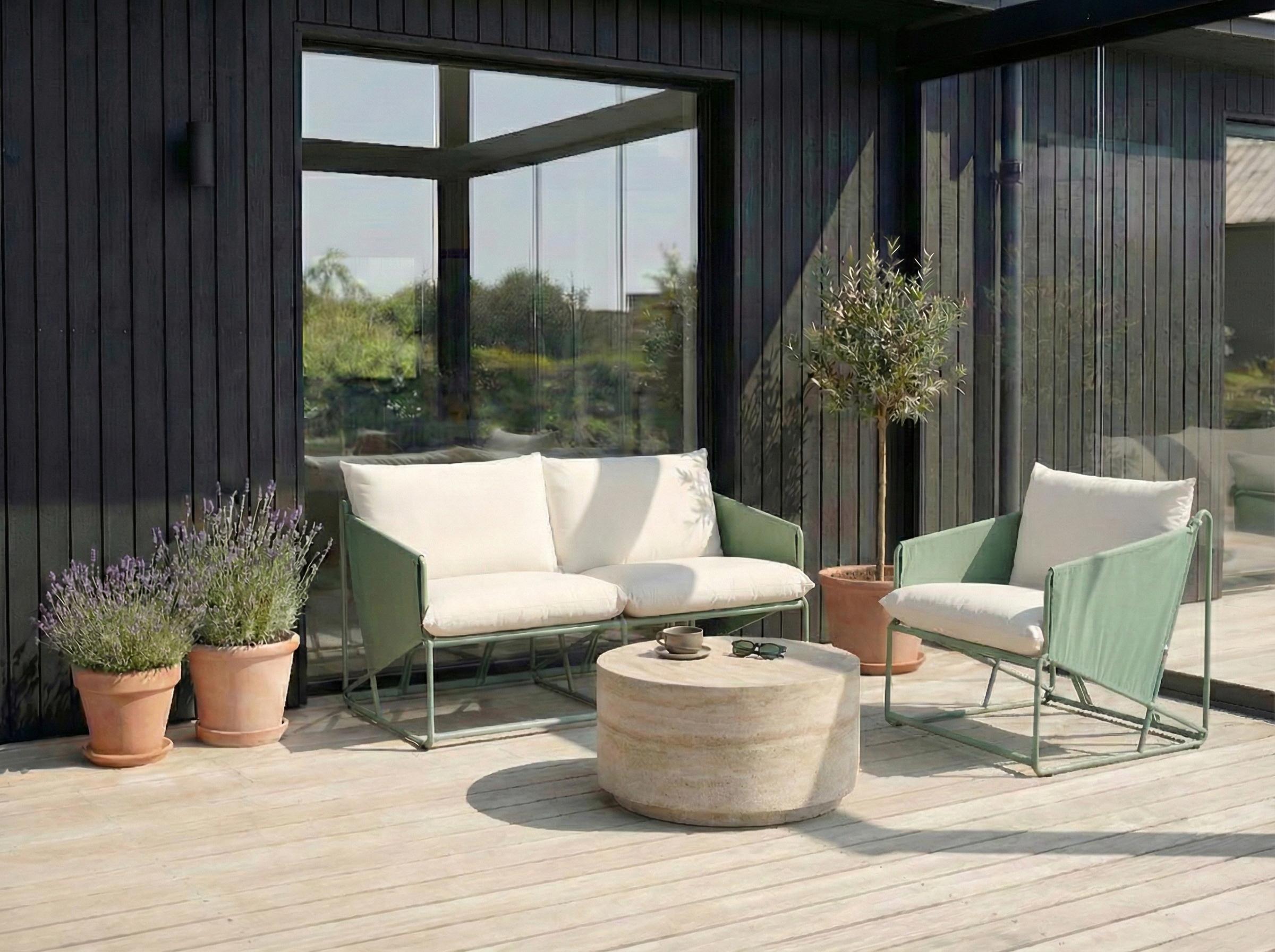 Garden Sofa Set 3 Seater PONTE Metal Green