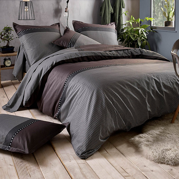 Housse de couette 260x240 cm satin de coton ENZO noir