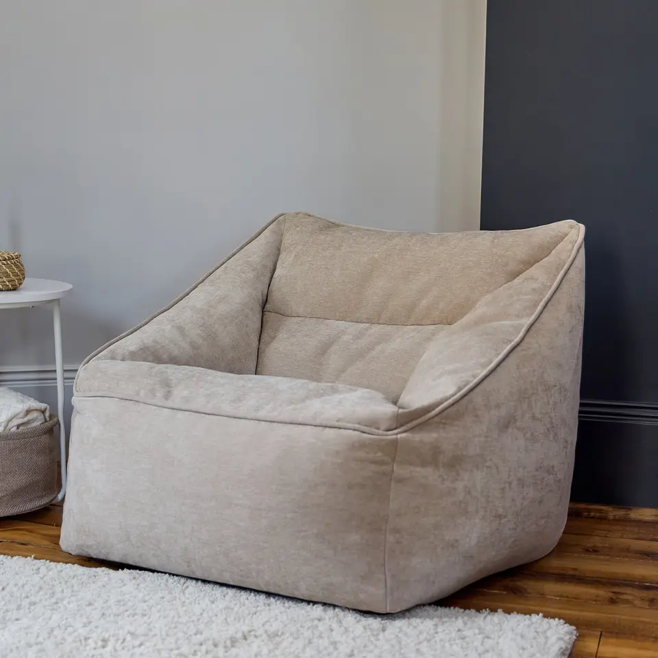 icon Zitzak Natalia - Chenille Zitzak Fauteuil - Beige