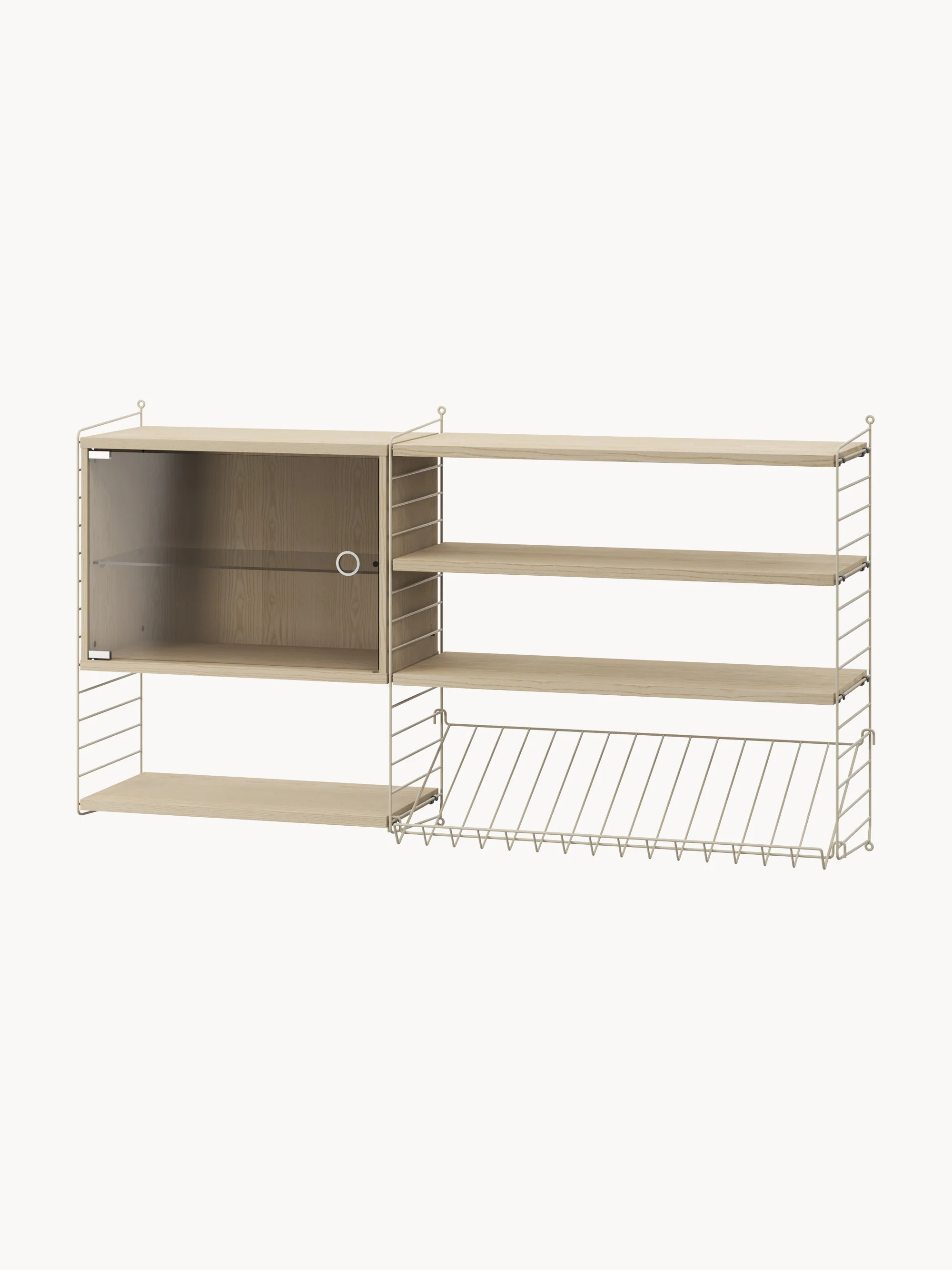 Vitrinen-Schrankelement String System mit Schwenktür, B 58 x T 30 cm