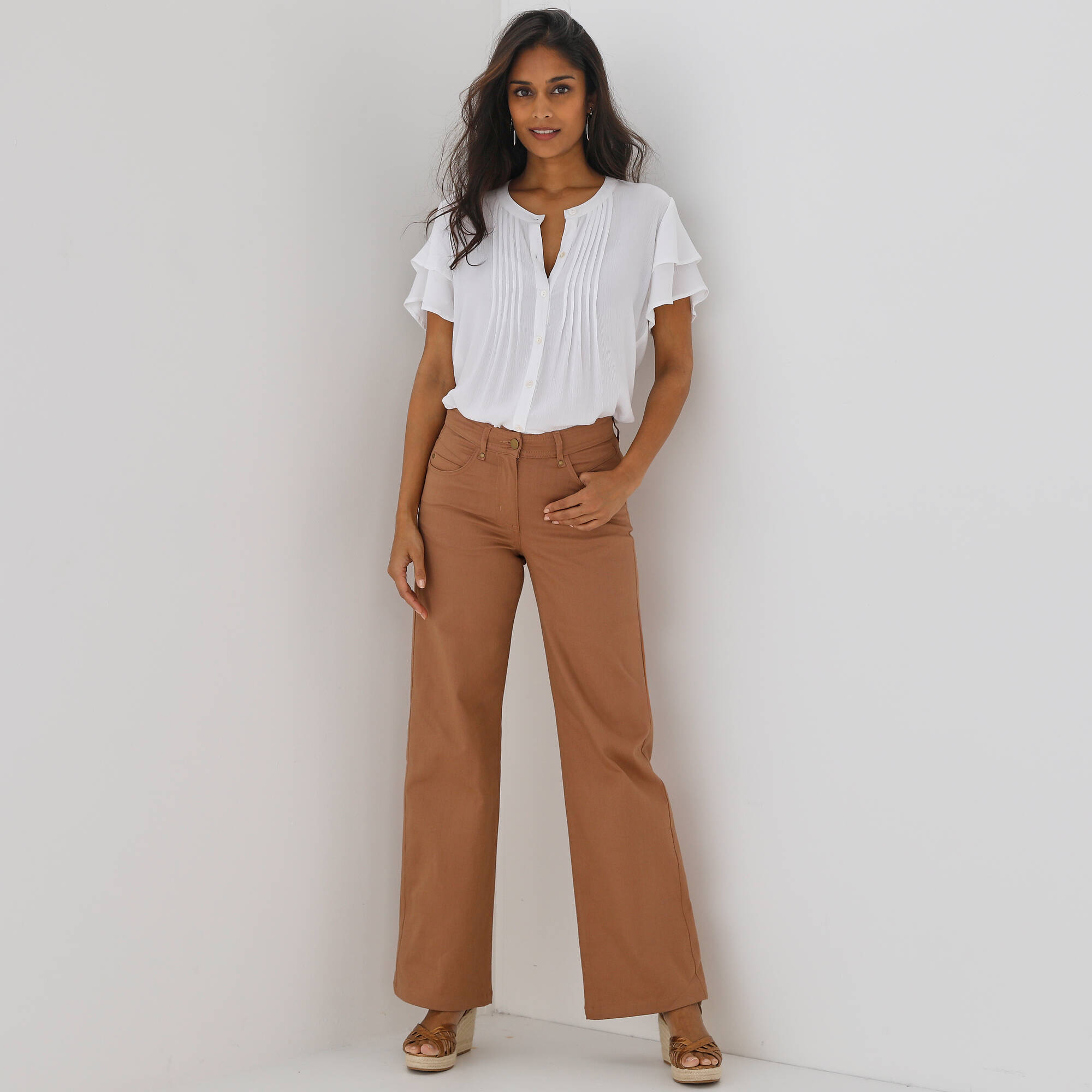 Pantalon couleur coupe large 5 poches