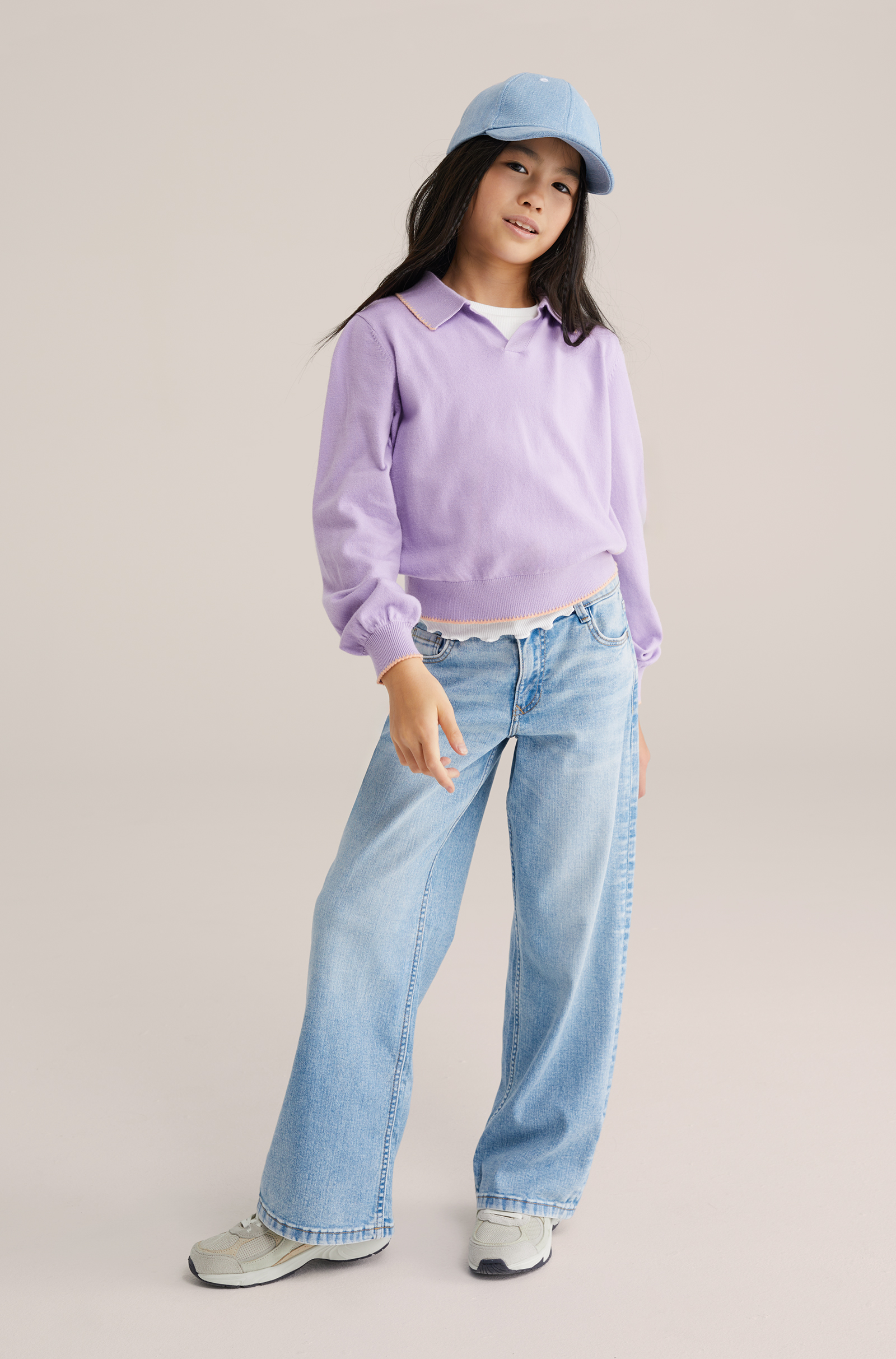 Meisjes gebreide trui met polokraag