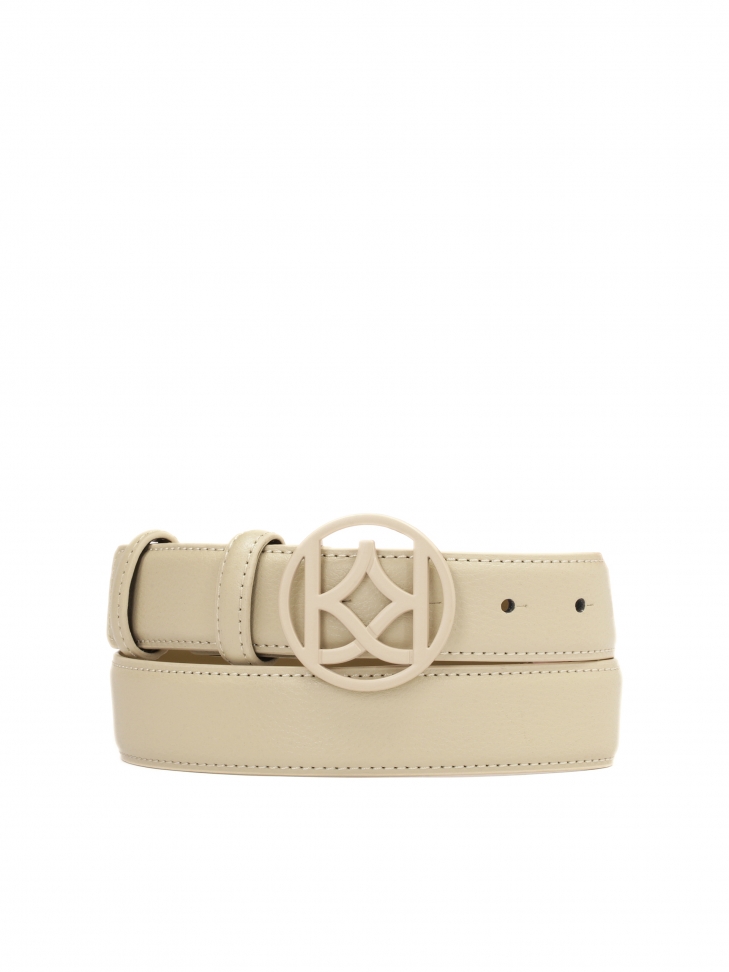 Beige belt with large monogram buckle by KAZAR