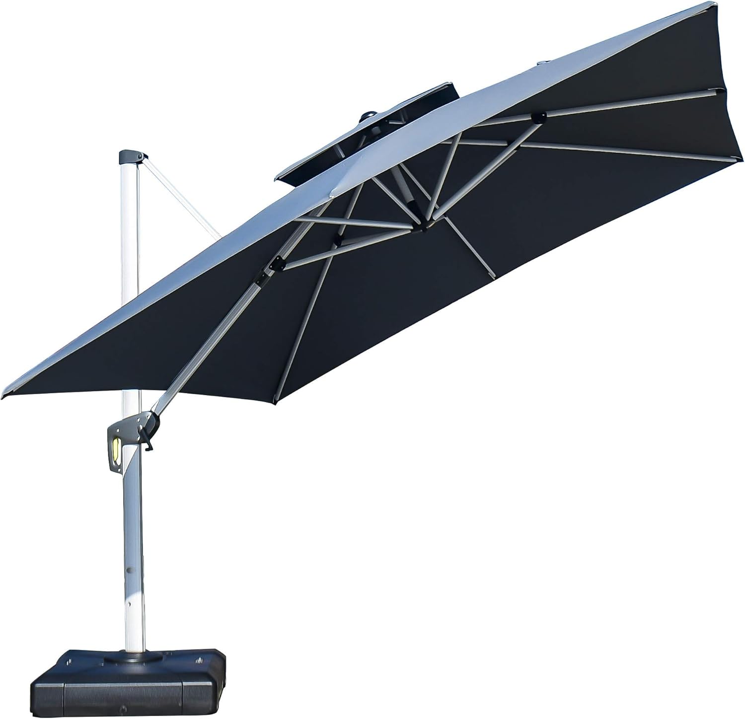 PURPLE LEAF 10ft Patio Umbrella Outdoor Square Umbrella Large Cantilever Umbrella Windproof Offset Heavy Duty Sun for Garden Deck Pool Patio, Grey