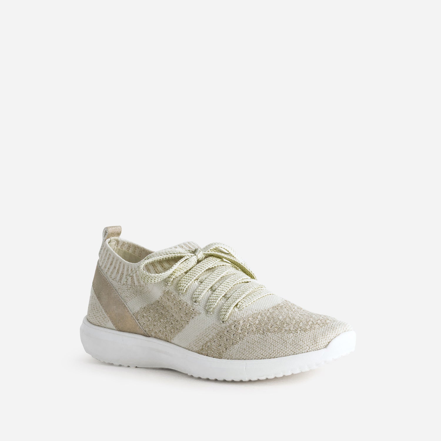Tennis-chaussette beige et doré tricotée