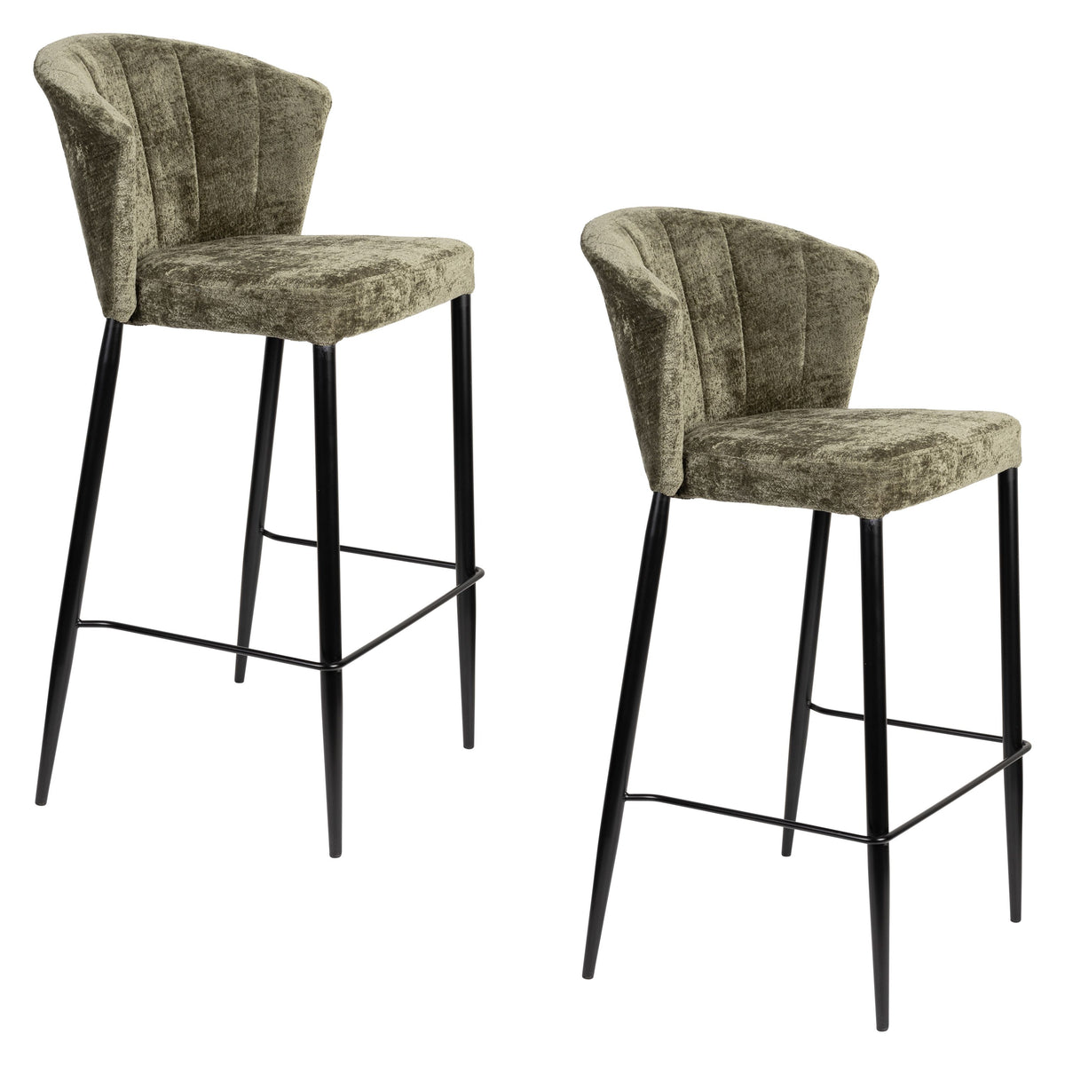 Dutchbone Georgia Barkrukken rugleuning 73 cm Groen - Set van 2