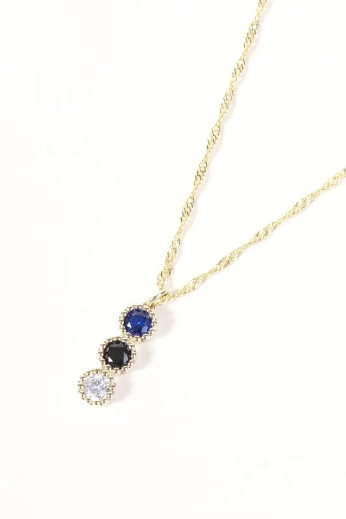 Blue Drop Stone Gold Necklace