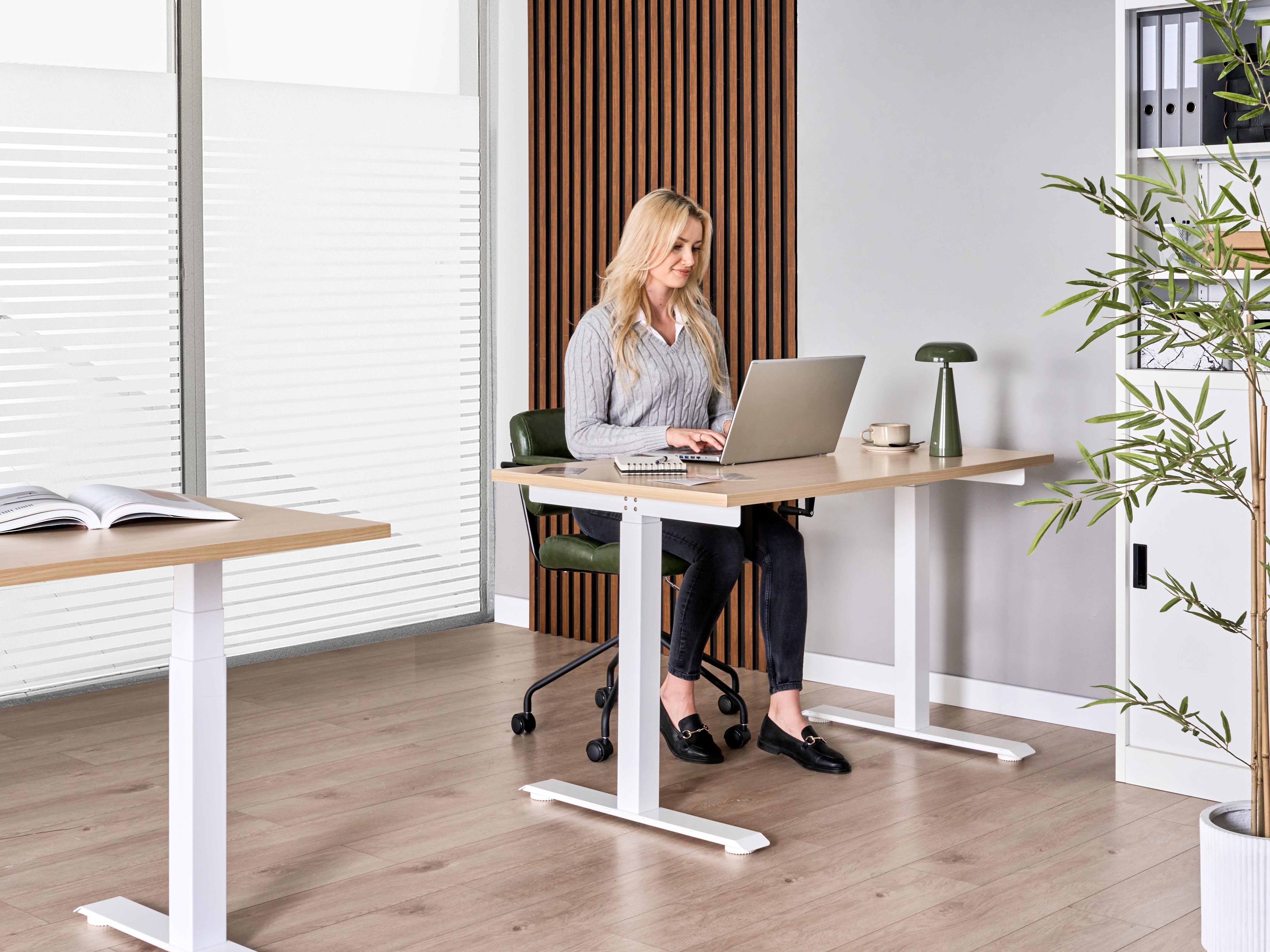Manual Adjustable Standing Desk DESTINES Light Brown/ White 120 cm 72 cm