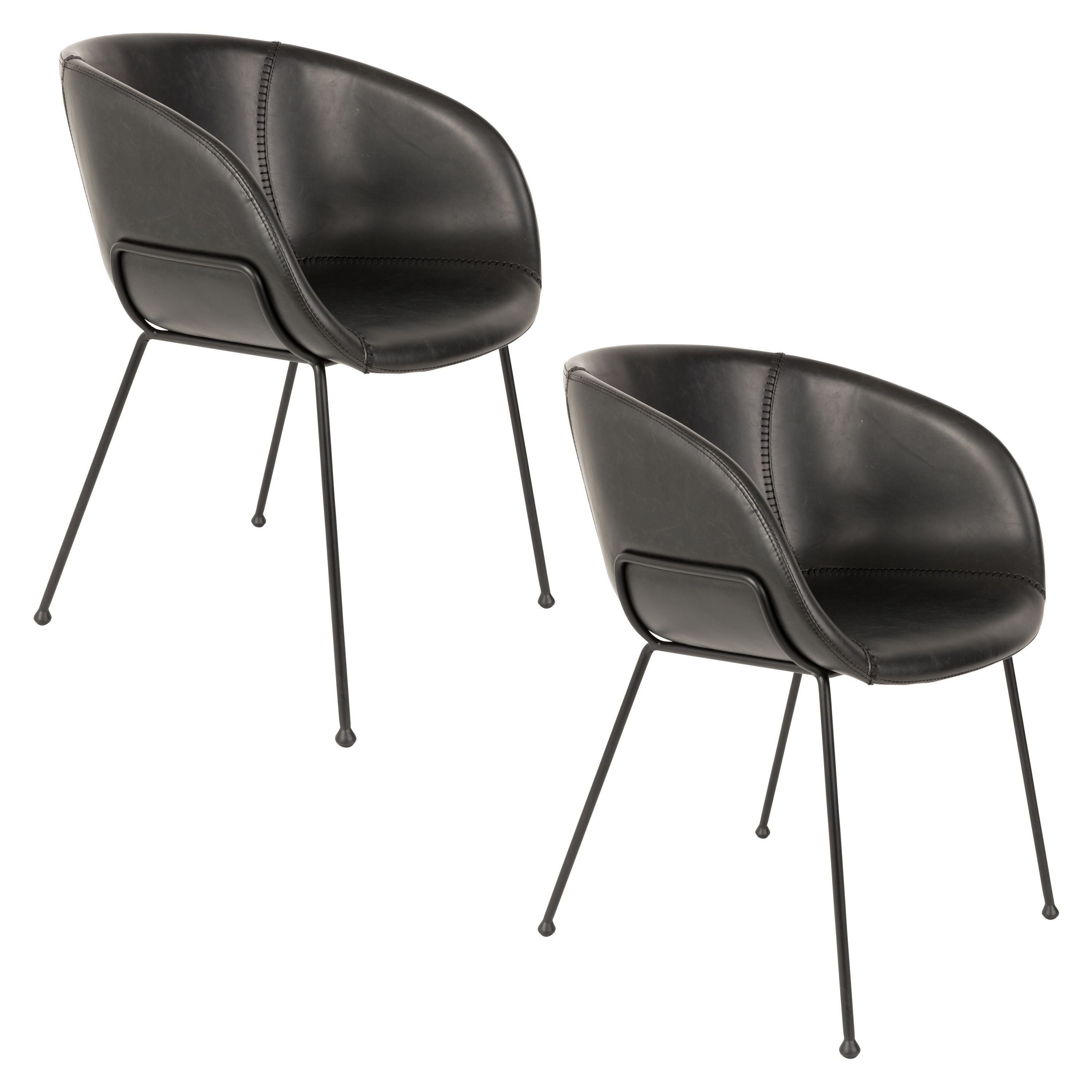 Zuiver Feston Eetkamerstoelen Armleuning Zwart - Set van 2