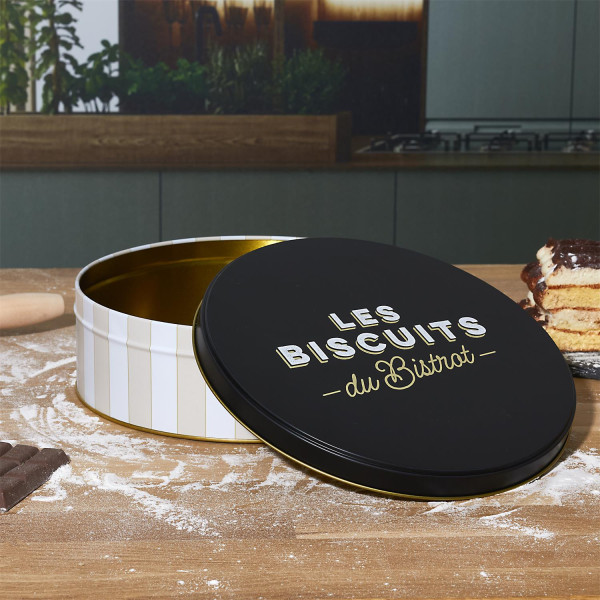 Puszka na ciastka i produkty sypkie Bistrot beżowe pasy 3l