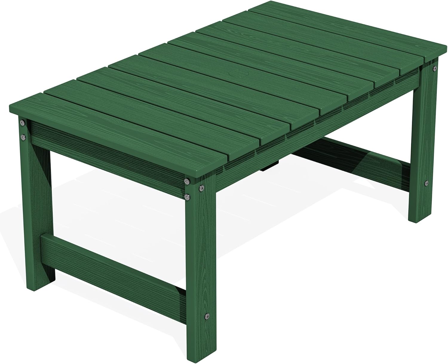 SERWALL Outdoor Coffee Table with 1.69 Umbrella Hole, HDPE Patio Coffee Table for Outside, Rectangle, Green