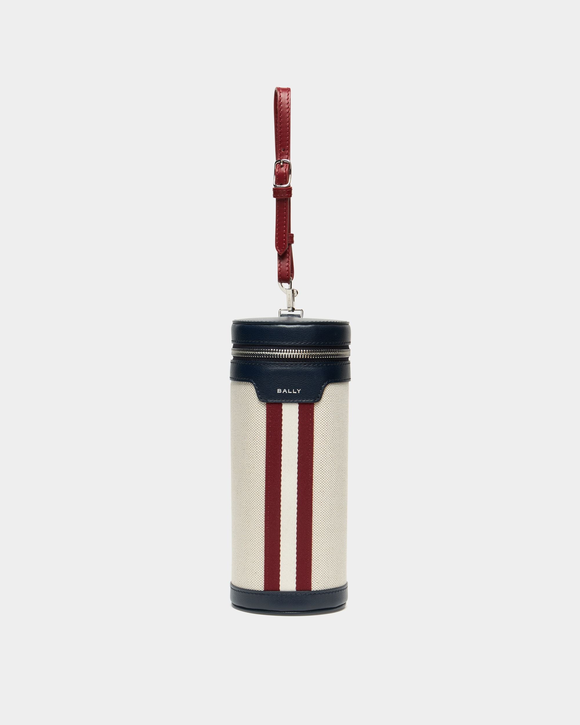 Balltasche der Tennis Kollektion aus elfenbeinfarbenem Baumwoll-Canvas und Leder