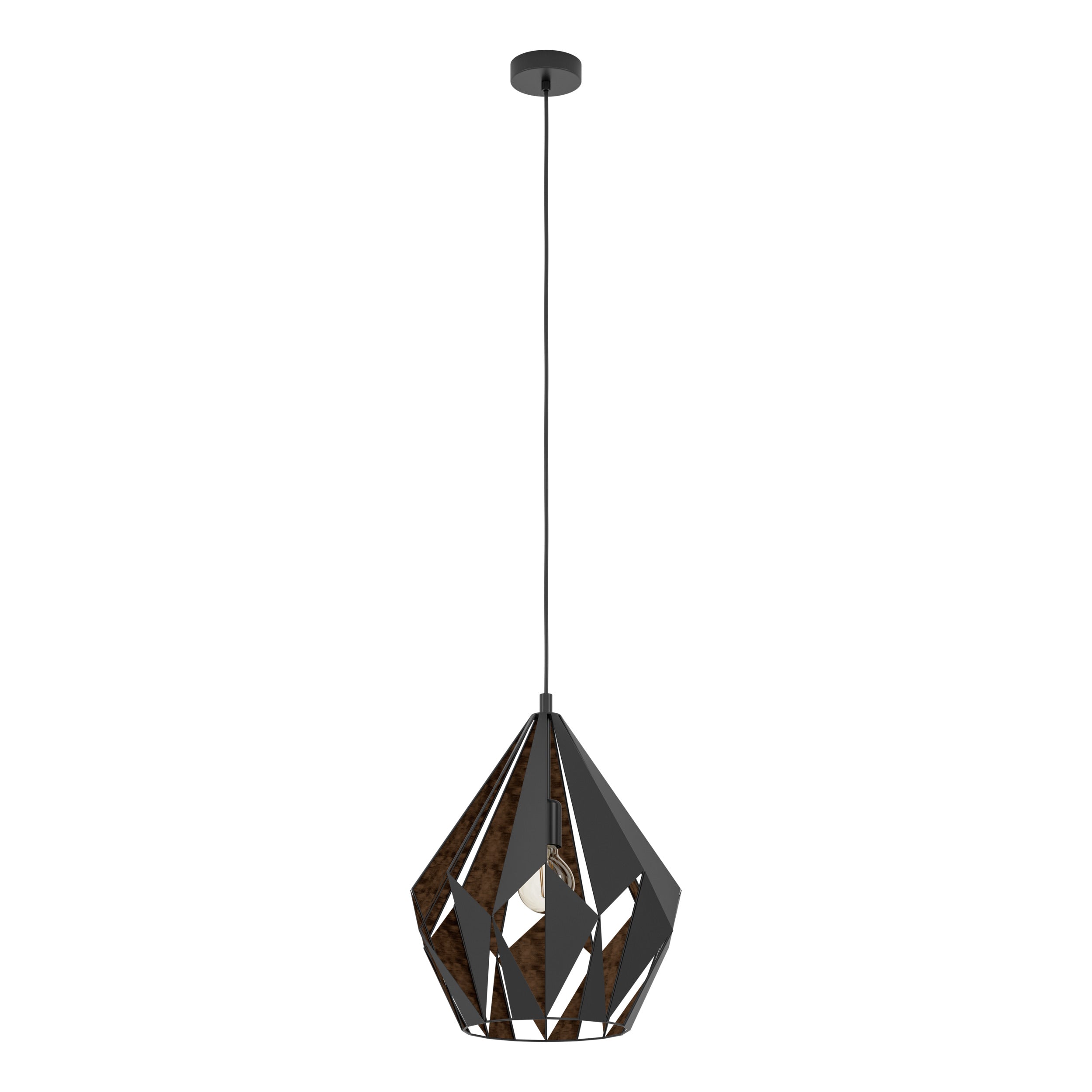 EGLO hanglamp Carlton 1 - e27 - ø 38,5 cm - zwart/koper