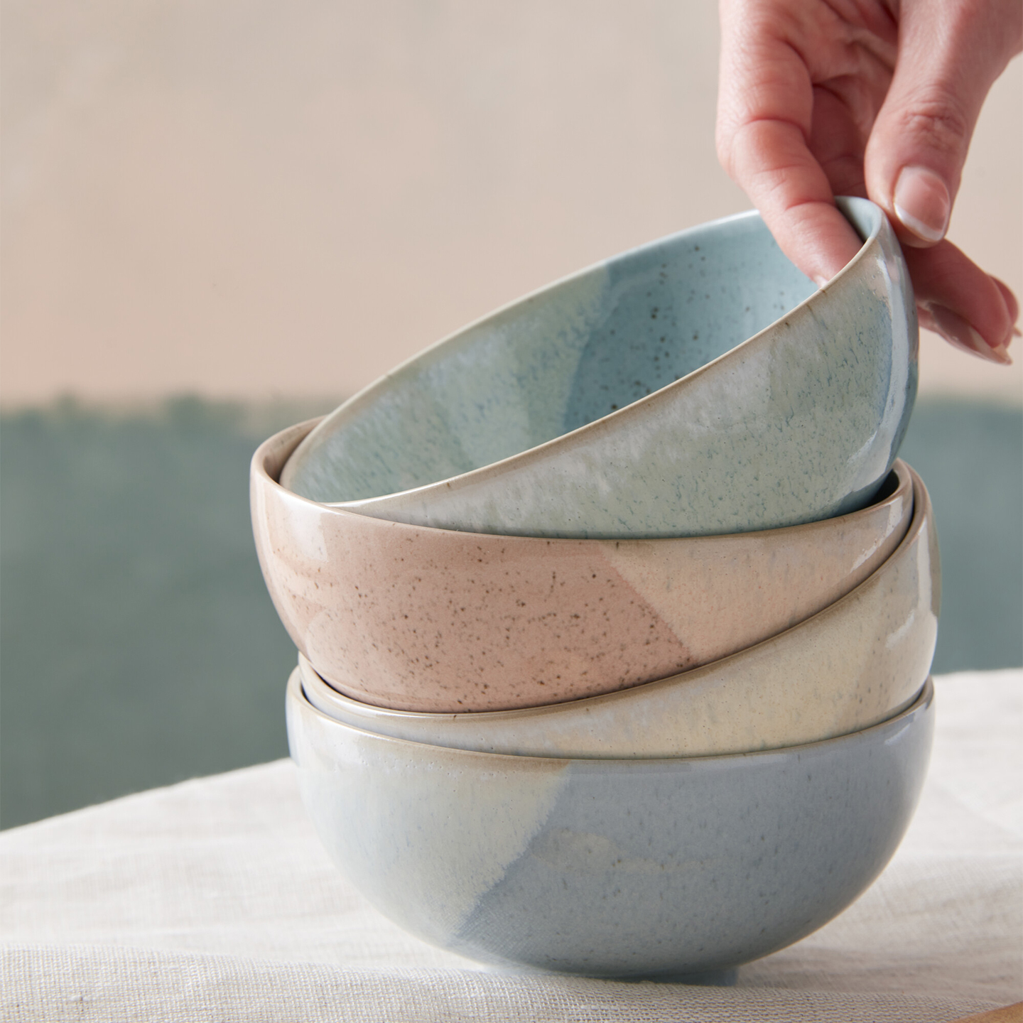 Kiln Pastels Accent Rice Bowls - Set Of 4