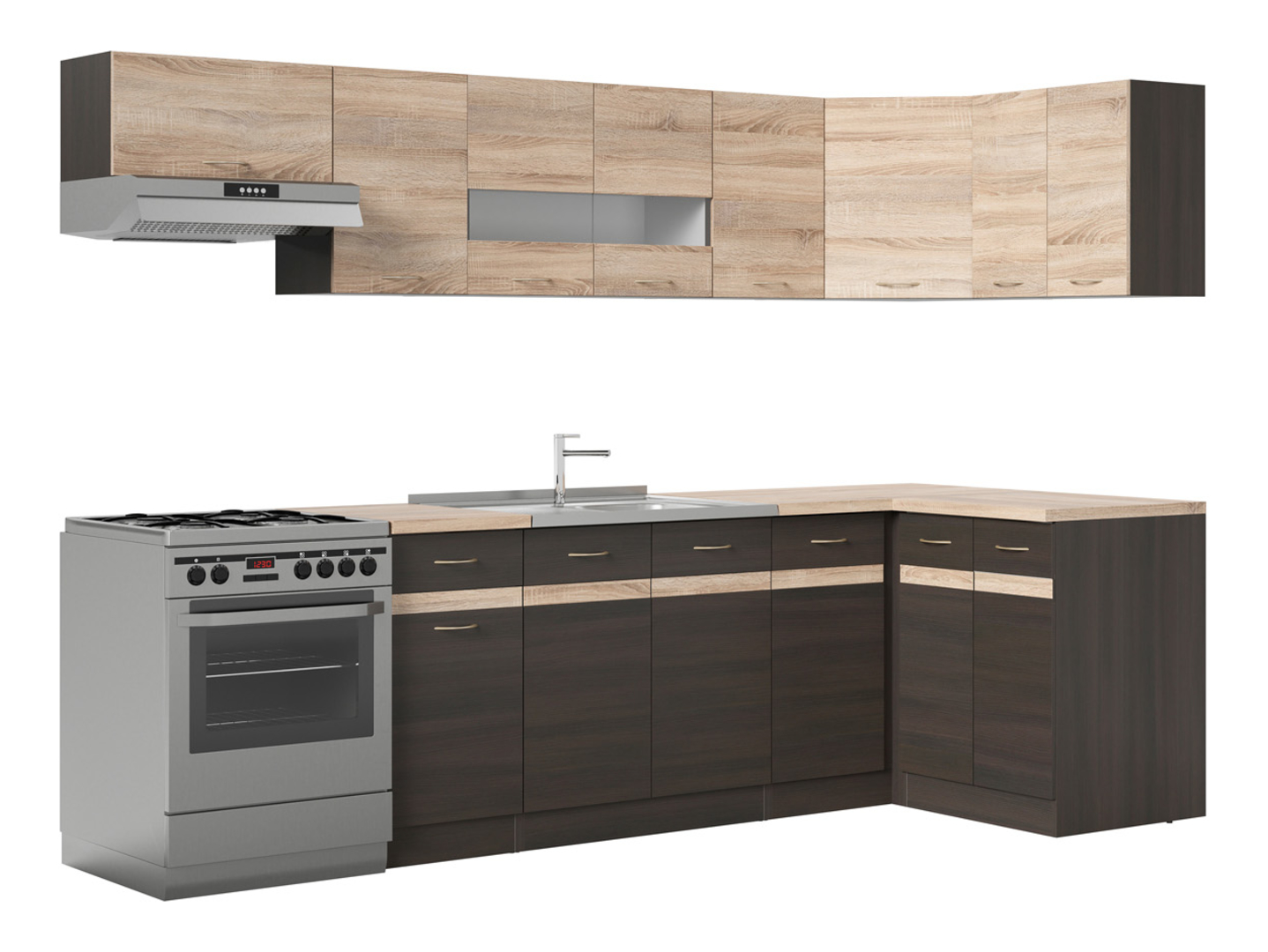 Komplet kuchenny Junona Line 340 wenge/dąb sonoma