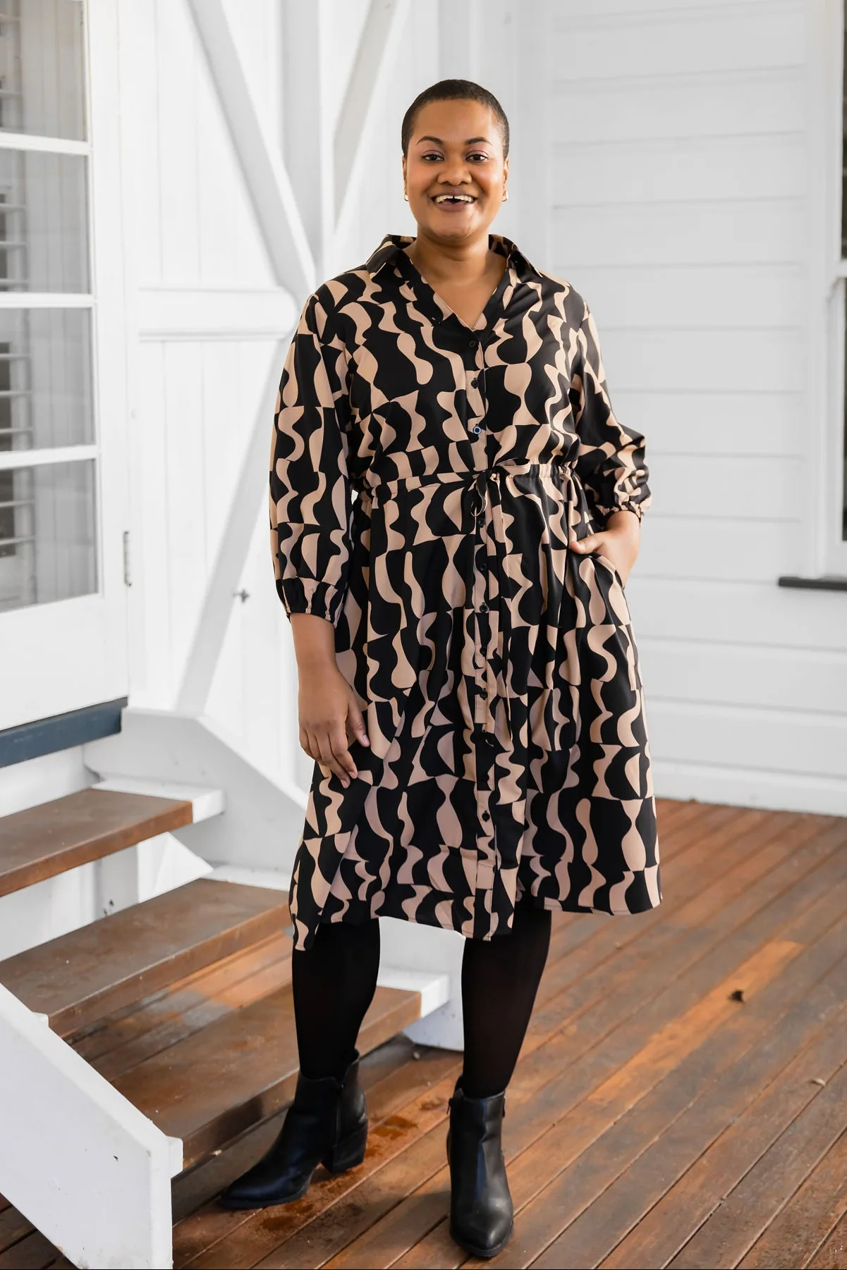 London Geometric Midi Dress