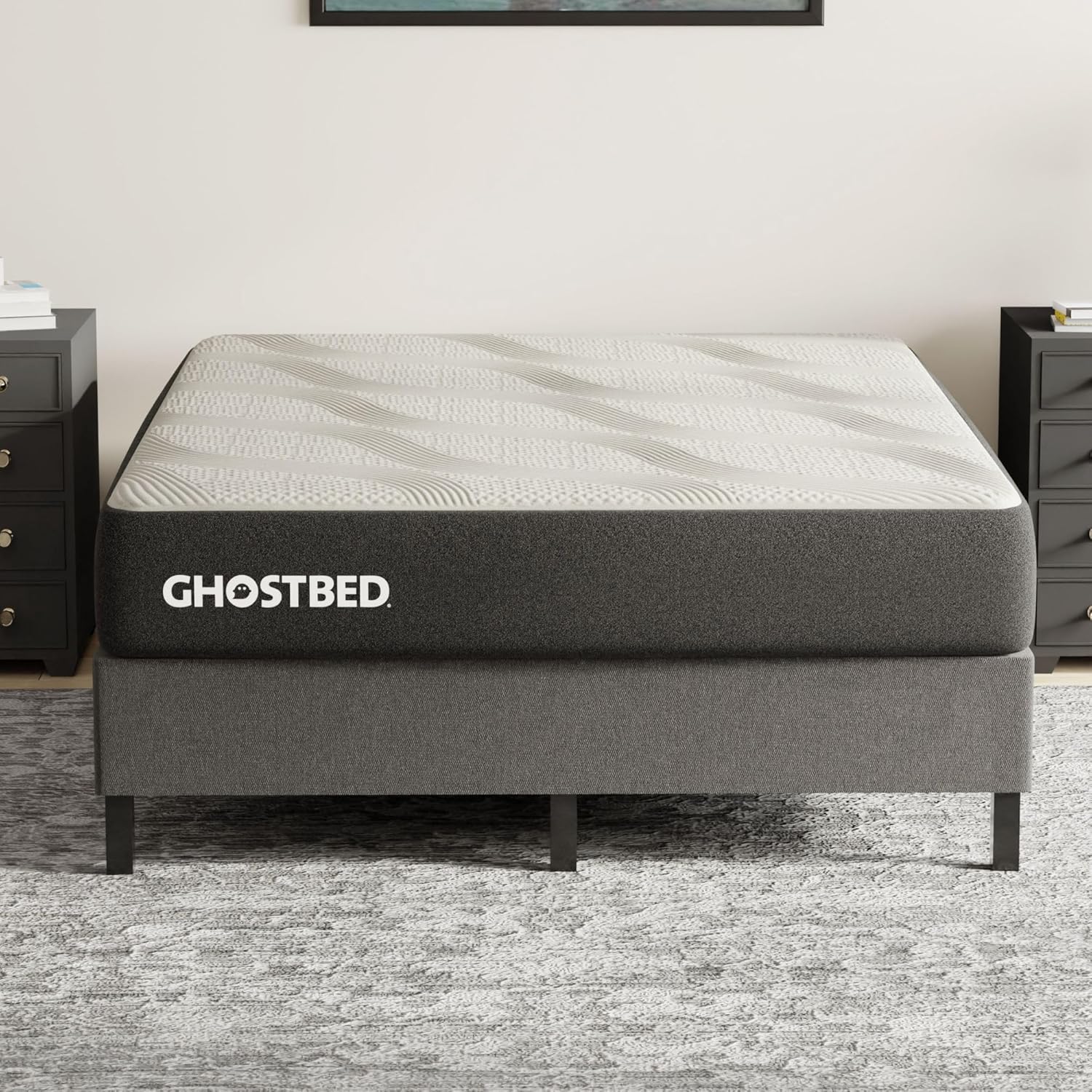 GhostBed Ultimate 11 Inch Memory Foam Mattress with Metal Platform Bed Frame Foundation with Slat Support Bundle - Firm Feel - CertiPUR-US Certified - Twin XL