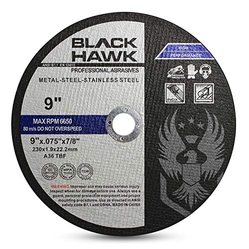BHA Metal and Stainless Steel Cut Off Wheels for Angle Grinders, 9” x .075” x 7/8” - 25 Pack