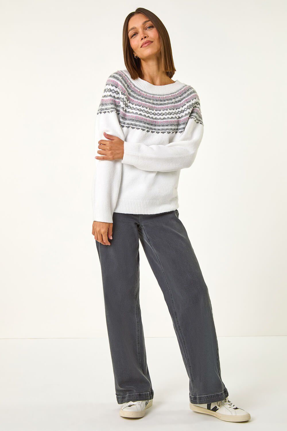 Roman Pearl Embellished Printed Jumper