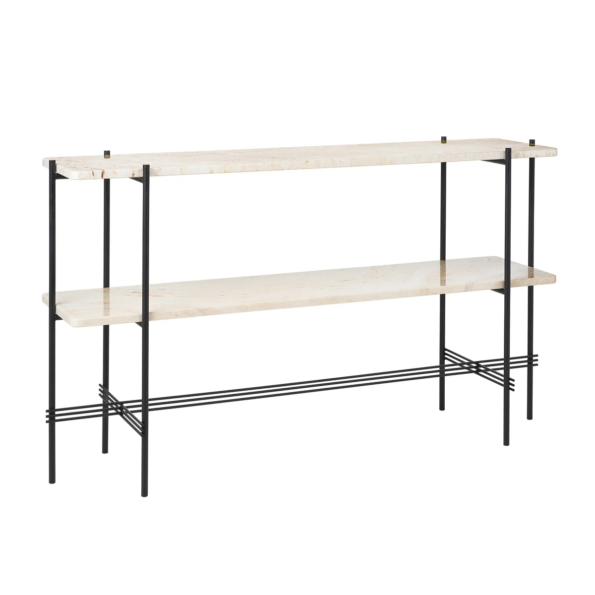 Gubi - Travertine Konsole, 2 Böden, schwarz / weiß