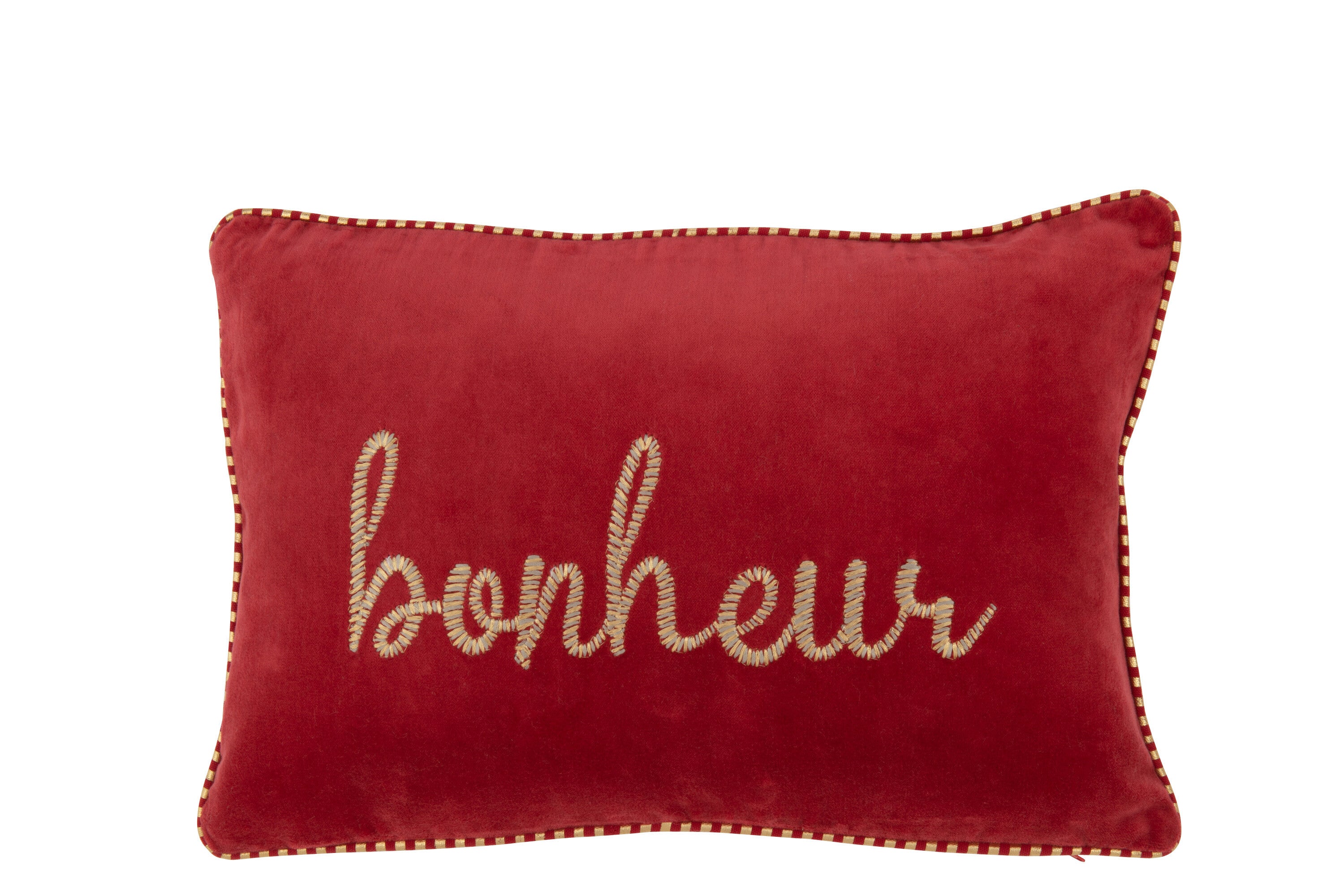 J-Line kussen Bonheur - textiel - rood/goud
