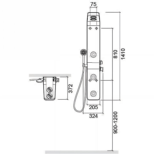 Colonne de douche blanche hydromassante 5 injecteurs réglables SANINDUSA Shadow livré avec flexible et douchette