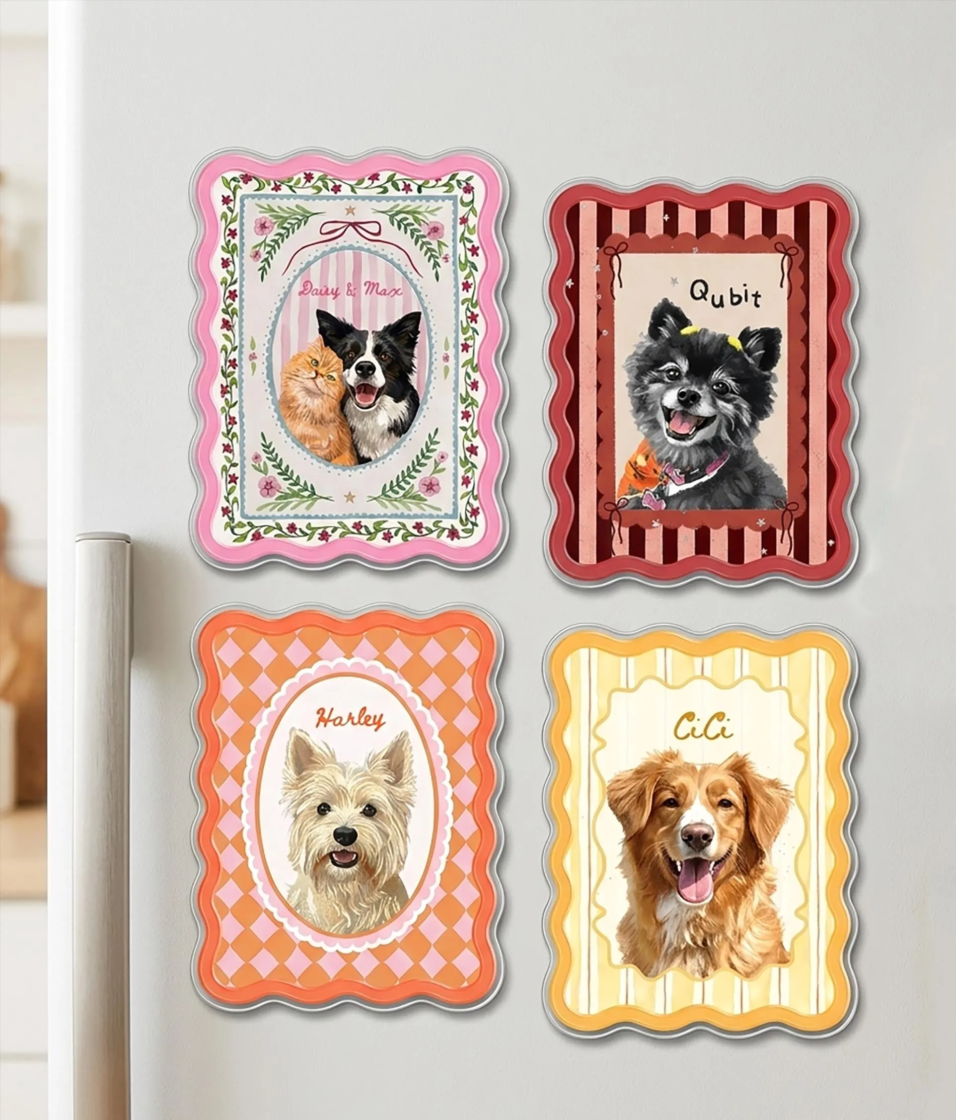 Personalized Pet Portrait Fridge Magnet, Custom Dog Cat Photo Magnet, Pet Lover Gift, Dog Mom Magnet, Gift for Pet Owner