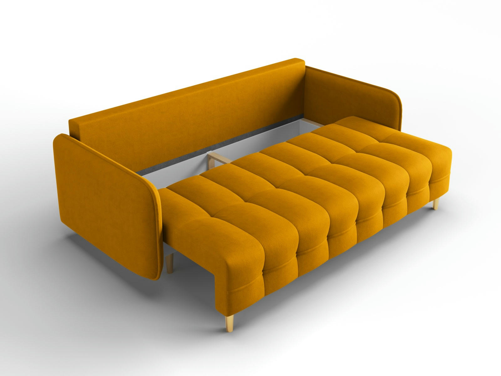 SCALETA - Canapé convertible 3 places en tissu structuré jaune