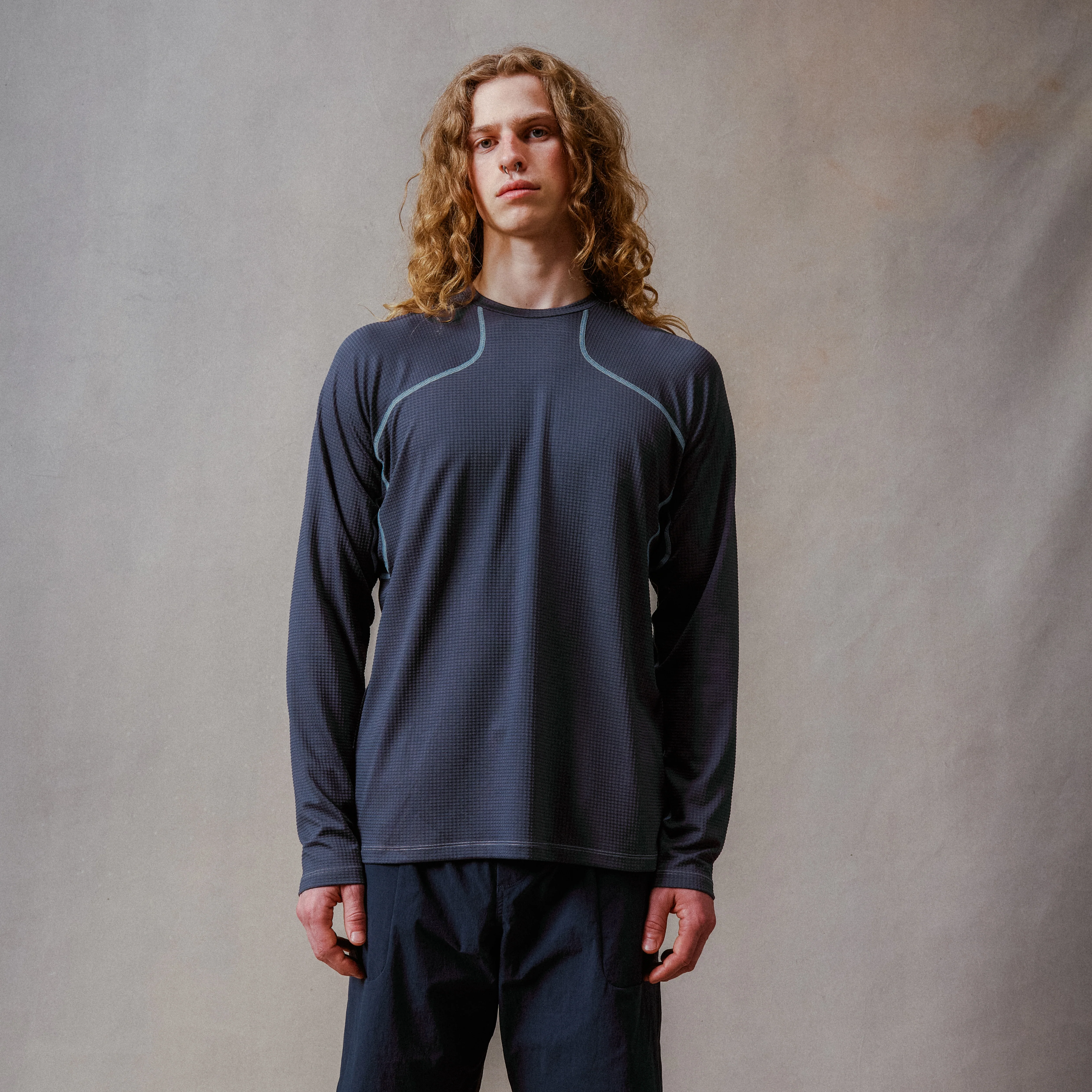 Unisex Corner L/S Tee - Obre Blue